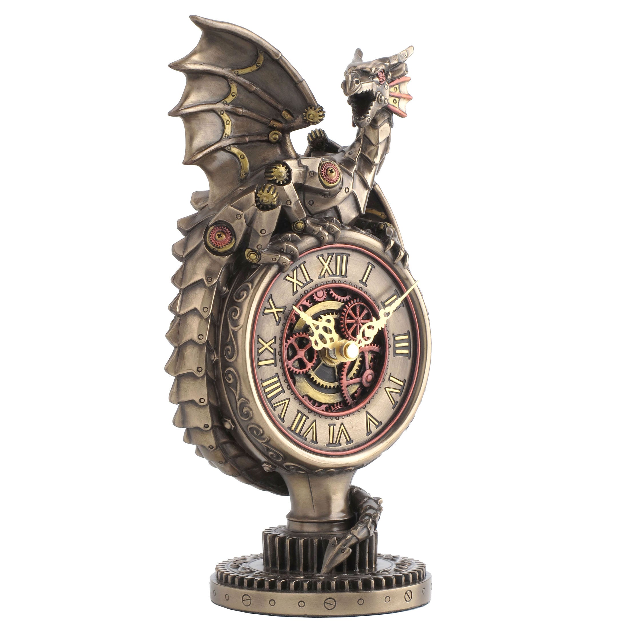 Steampunk Dragon Clock On Gear Stand