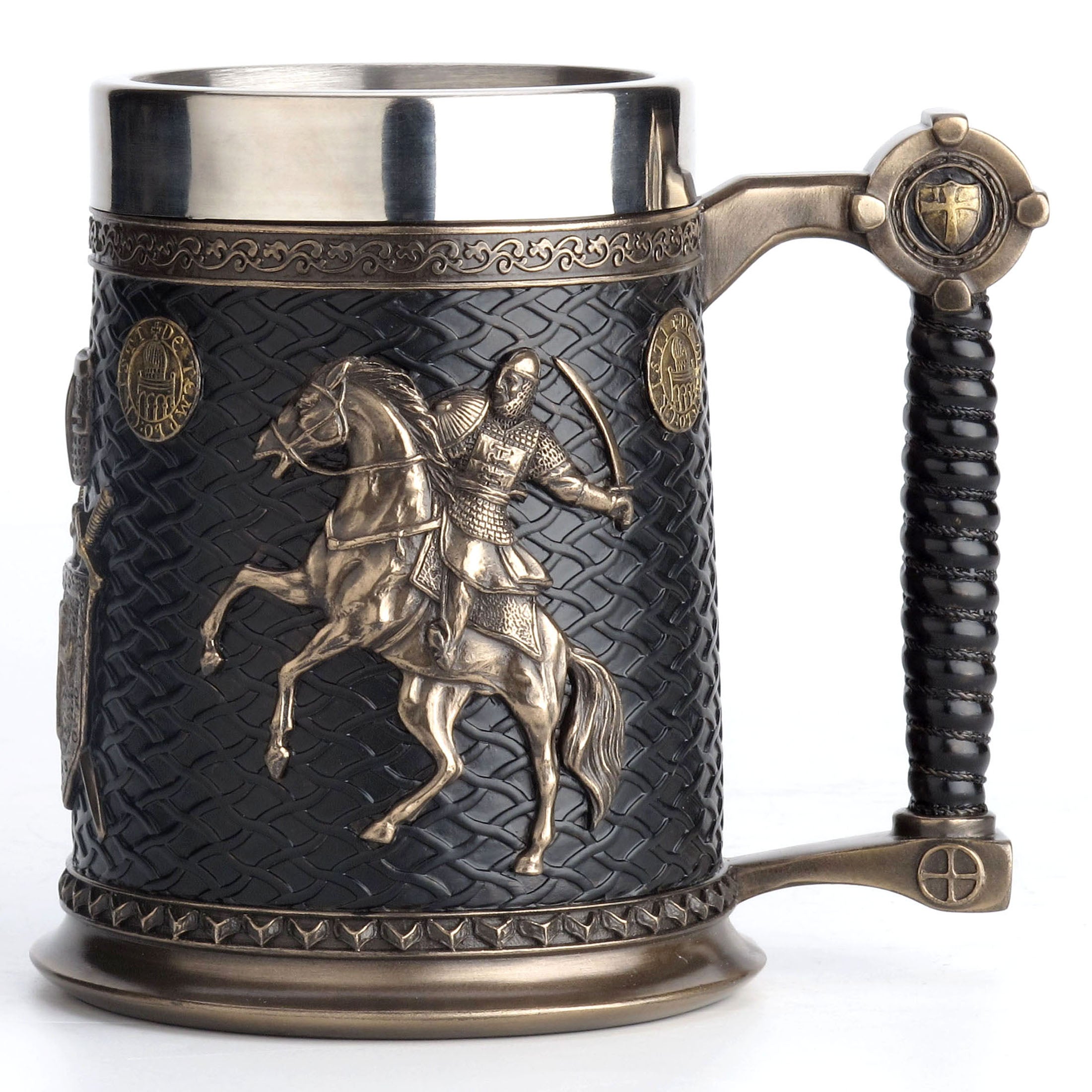Crusader And Saladin Templar Sigil Beer Stein (Stainless Steel Tumbler)