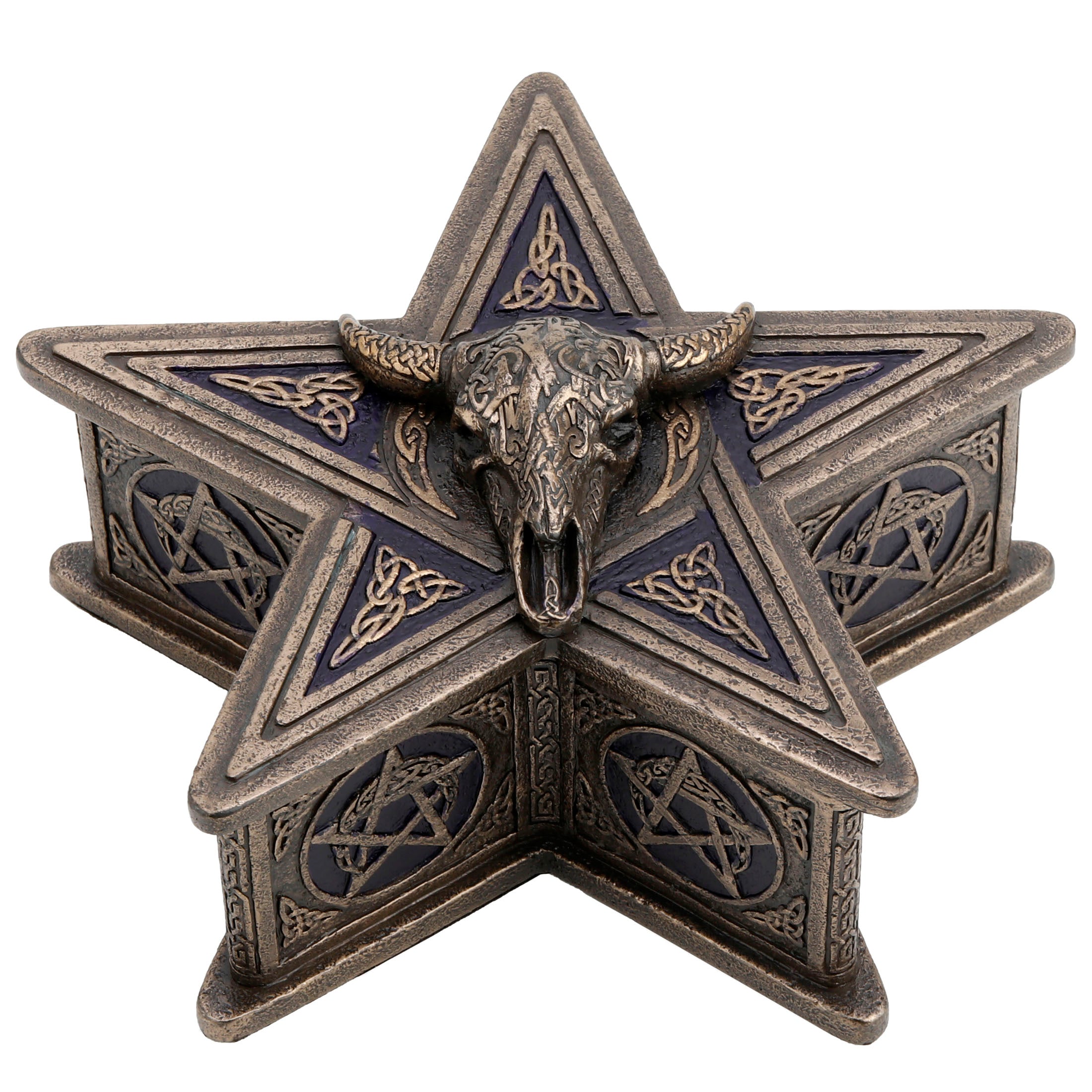 Occult Cow Skull Pentagram Trinket Box