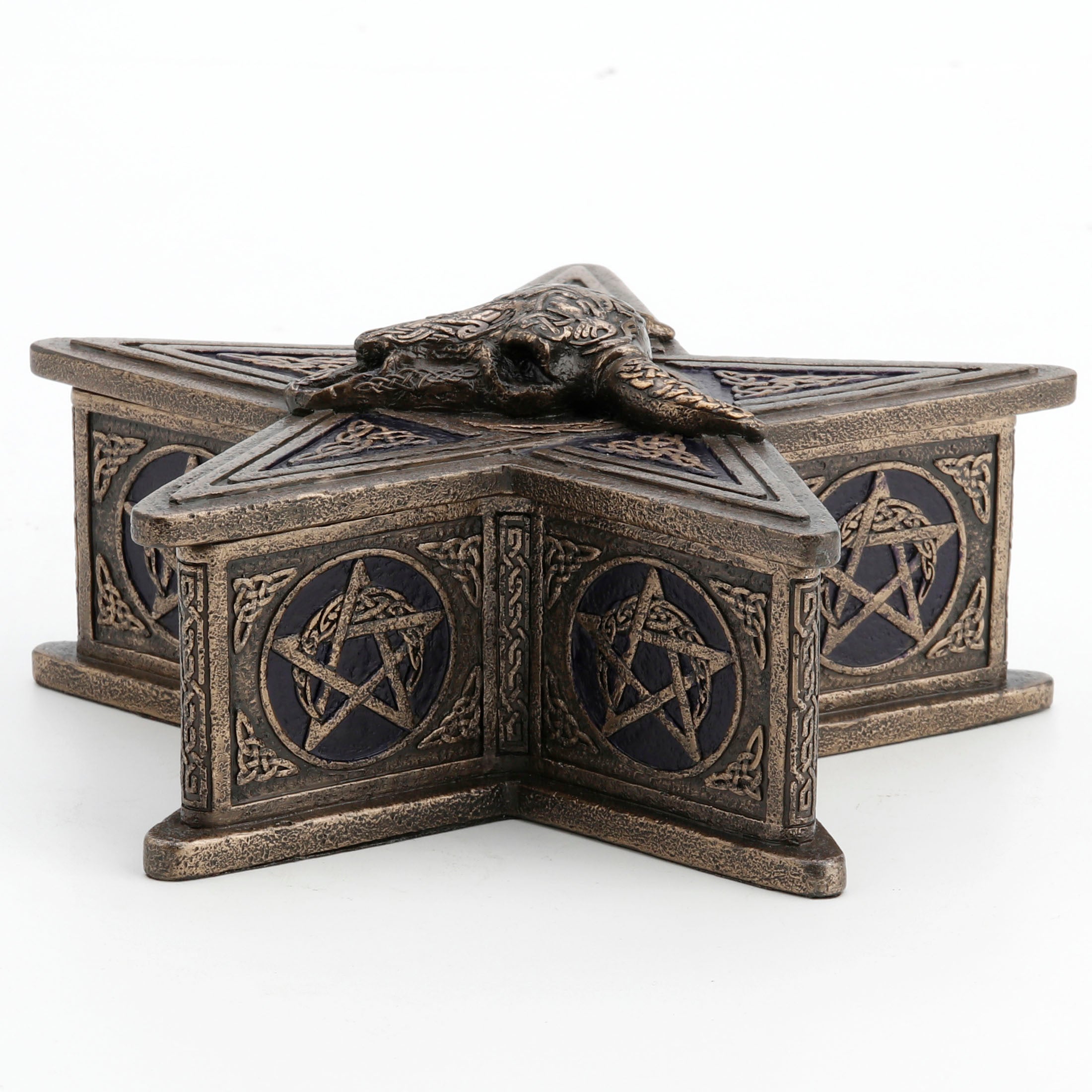 Occult Cow Skull Pentagram Trinket Box