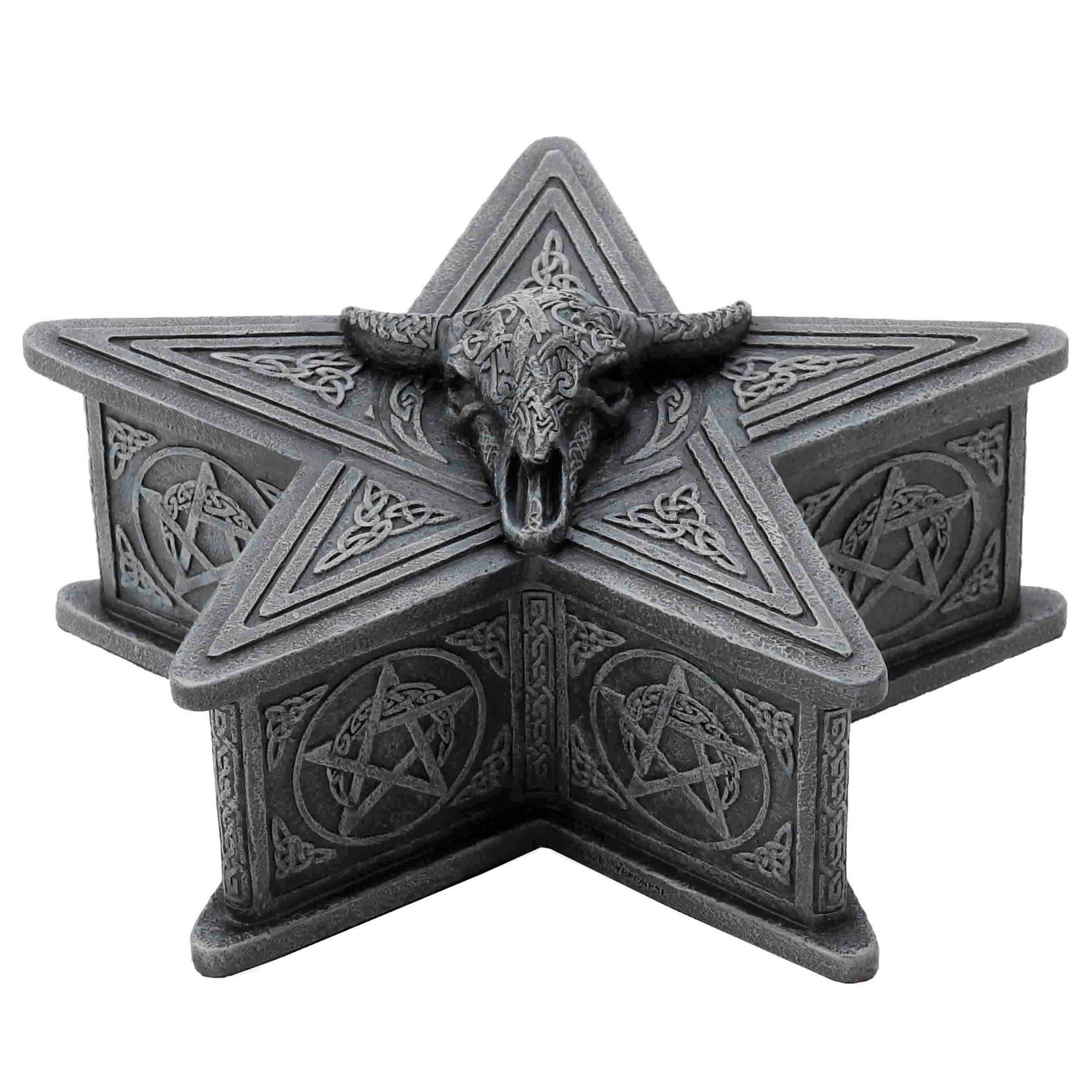 Occult Cow Skull Pentagram Trinket Box