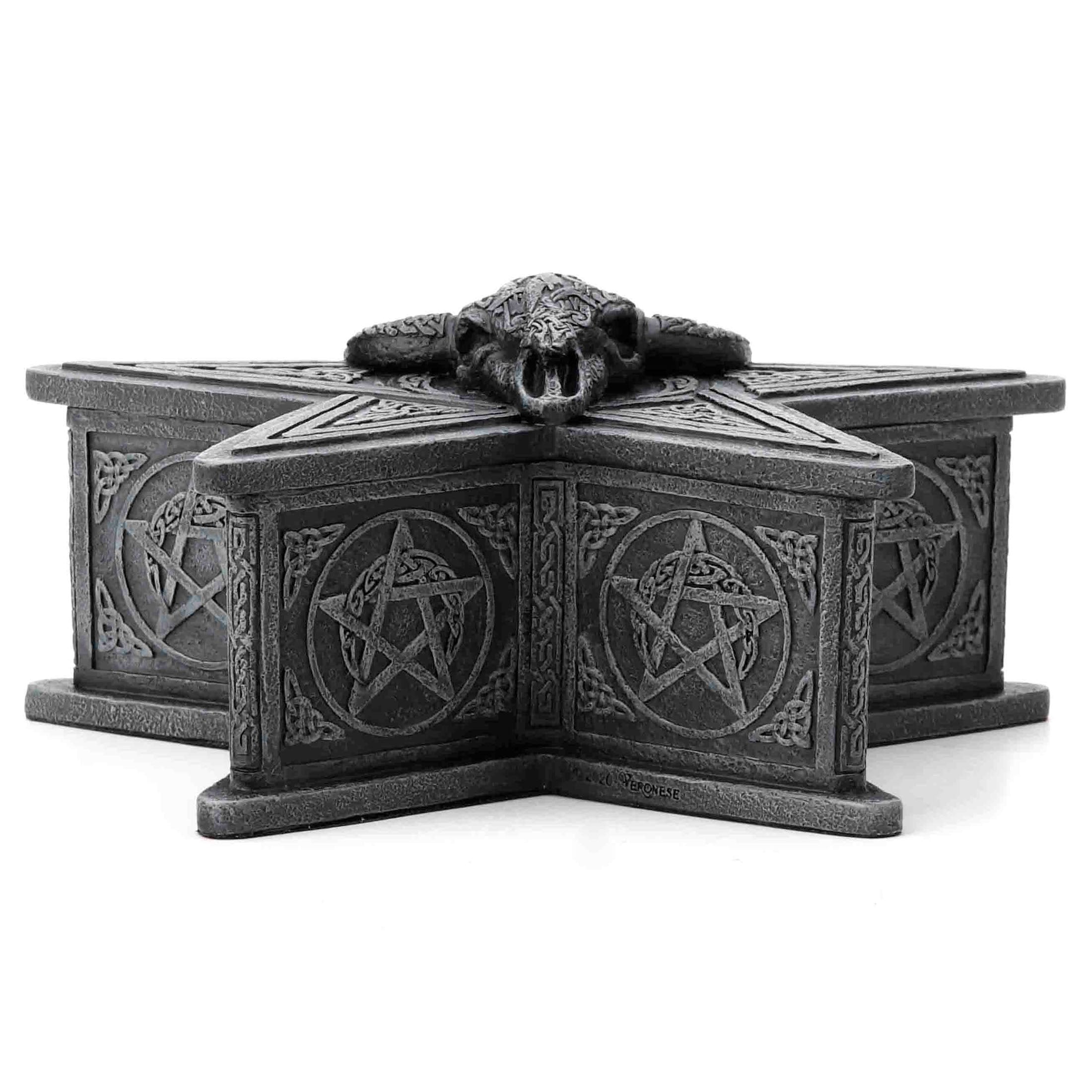 Occult Cow Skull Pentagram Trinket Box
