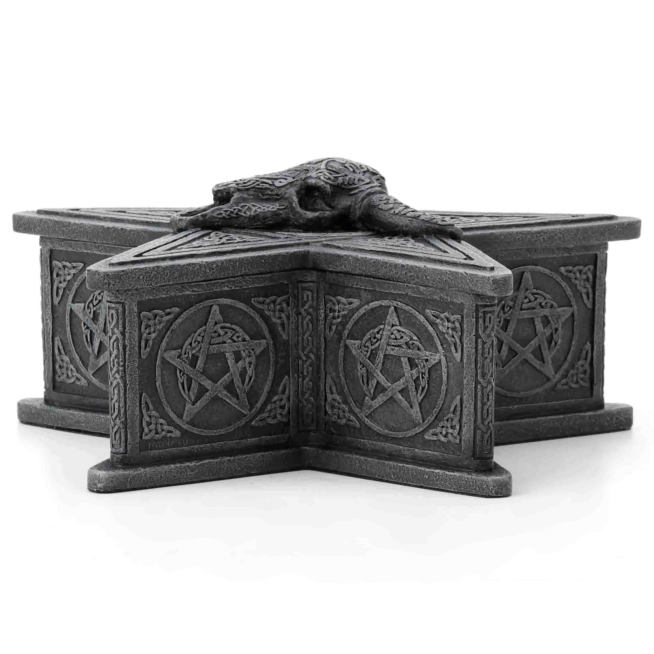 Occult Cow Skull Pentagram Trinket Box