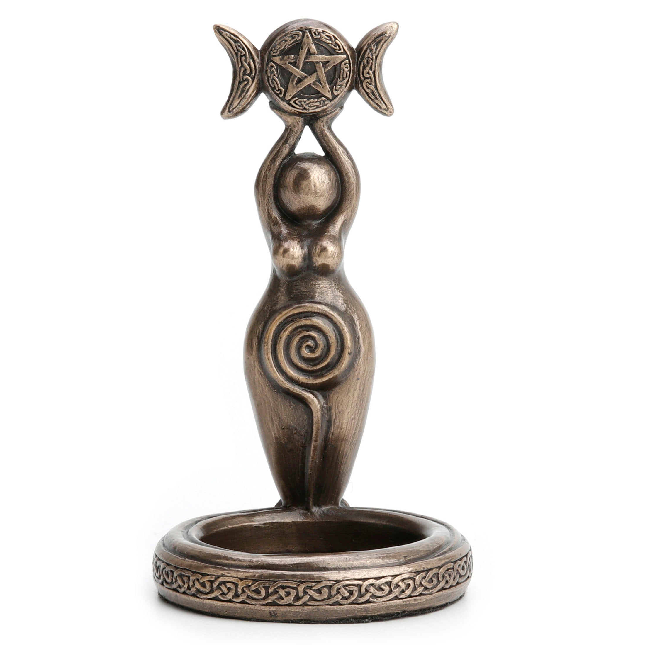 Spiral Goddess Triple Moon Tealight Candle Holder