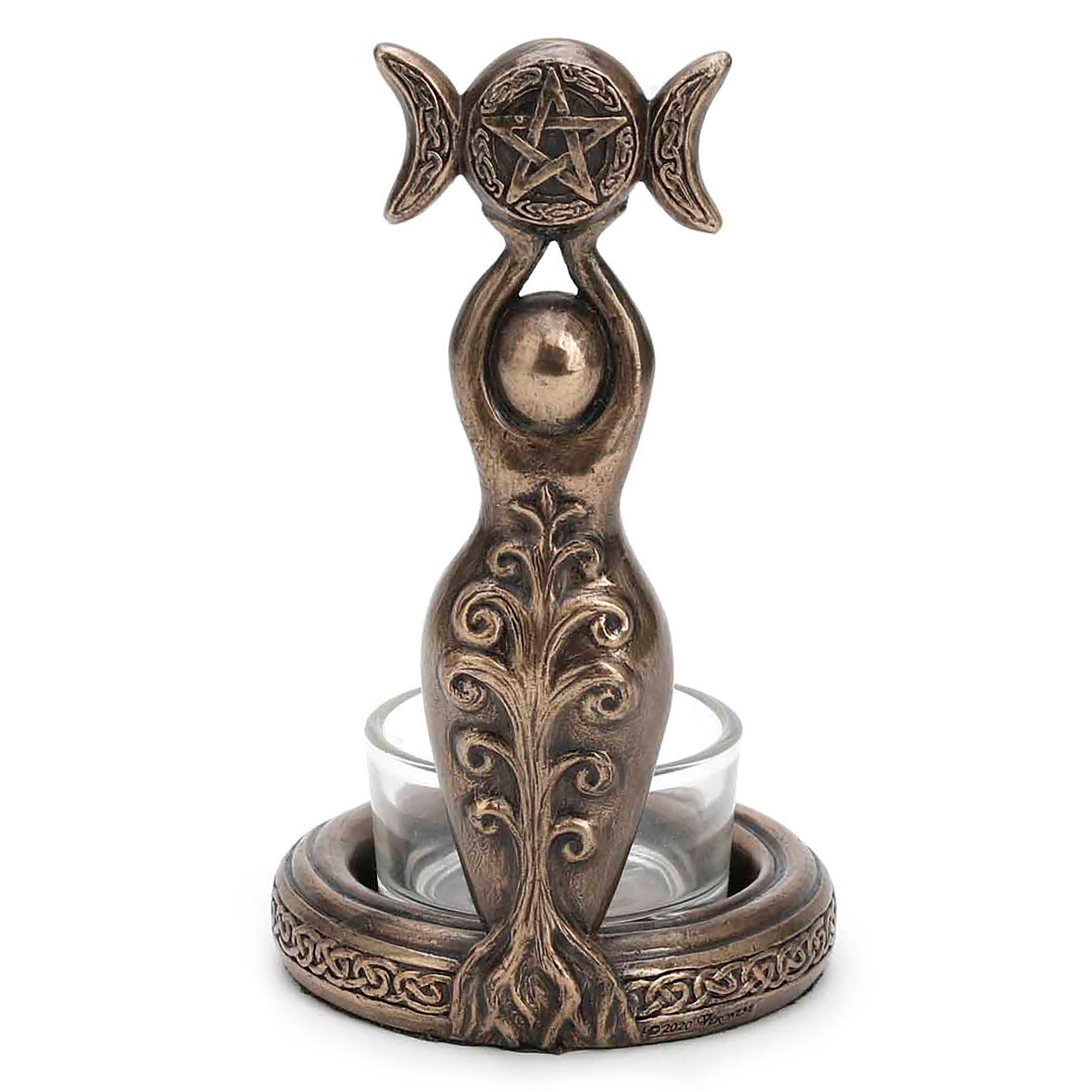 Spiral Goddess Triple Moon Tealight Candle Holder