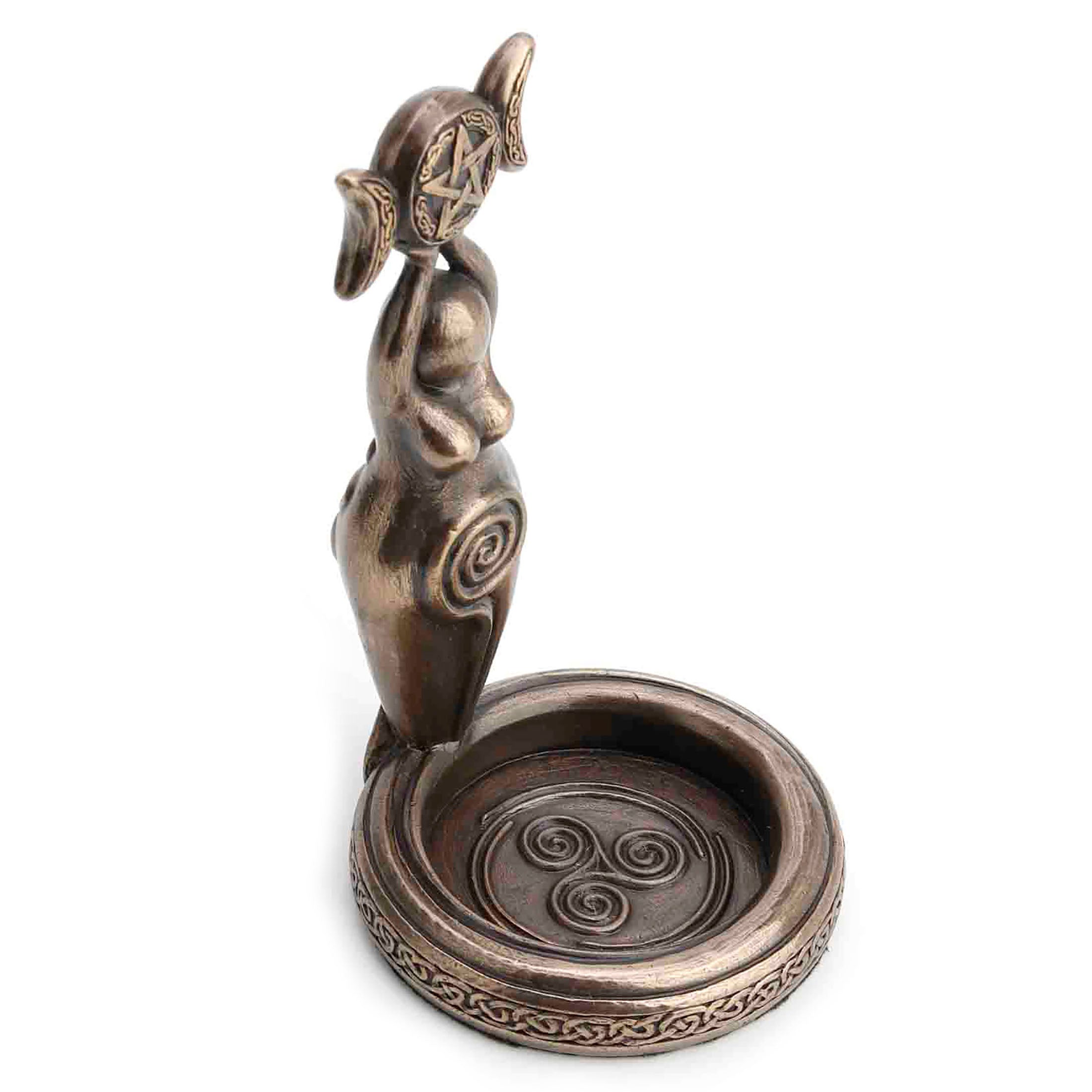Spiral Goddess Triple Moon Tealight Candle Holder
