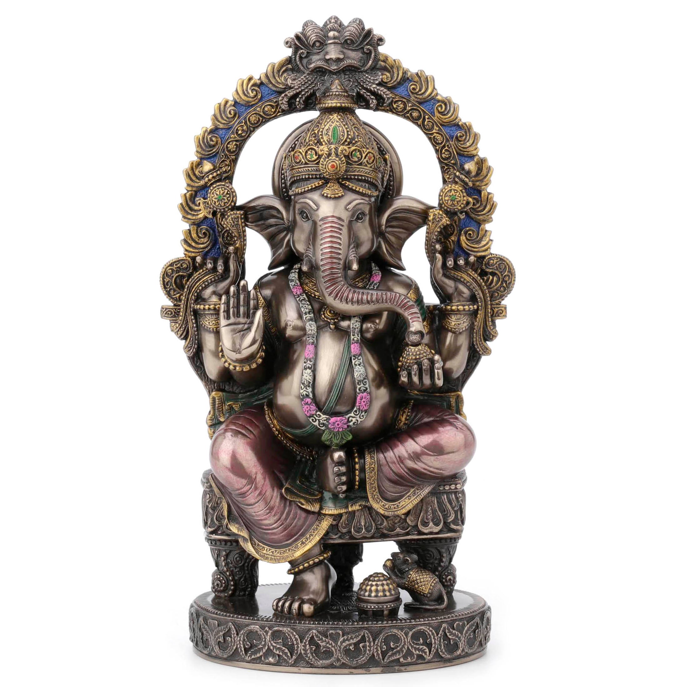 Lord Ganesha Sitting On Chair With Temple Arch