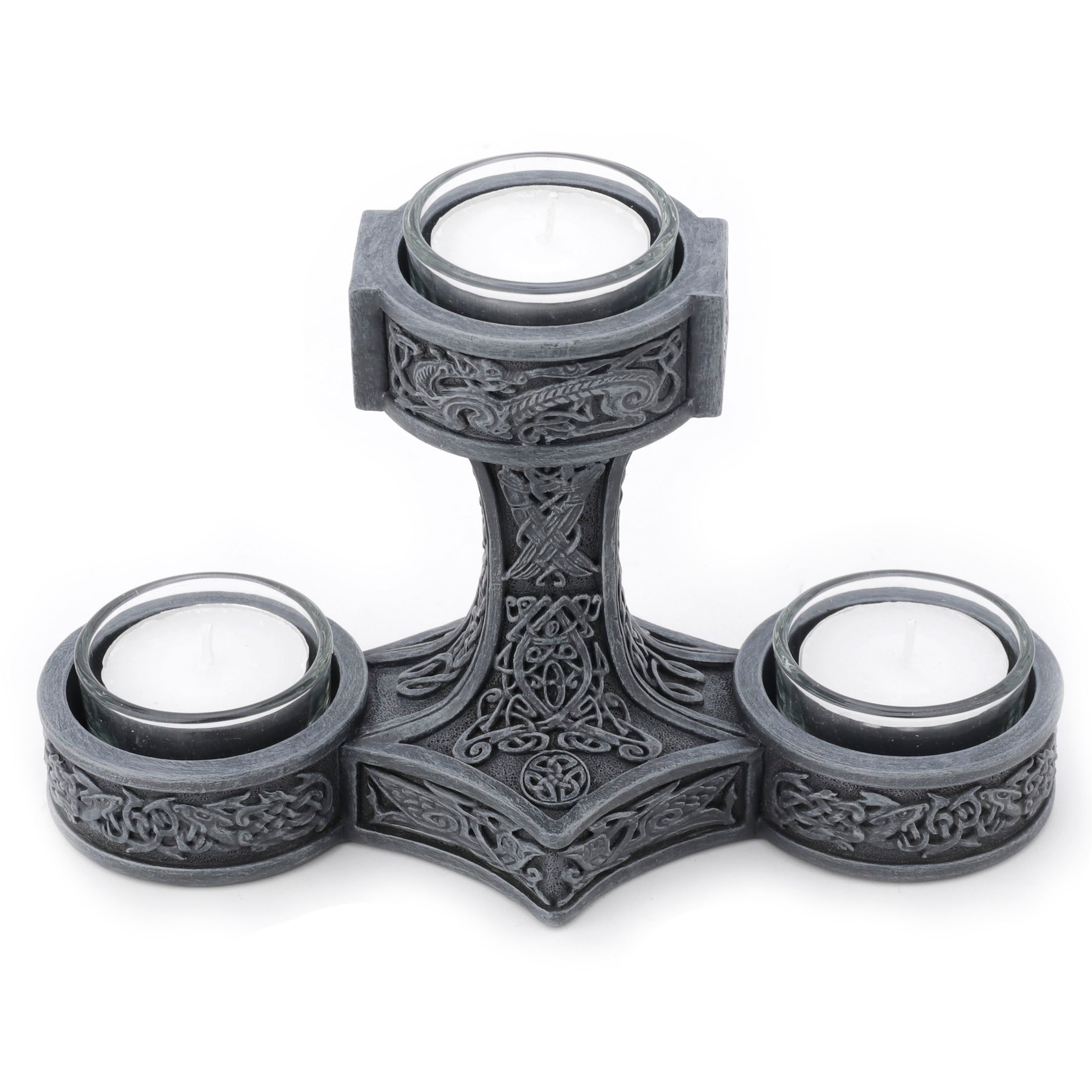Mjolnir Hammer of Thor Triple Tea Light Candle Holder