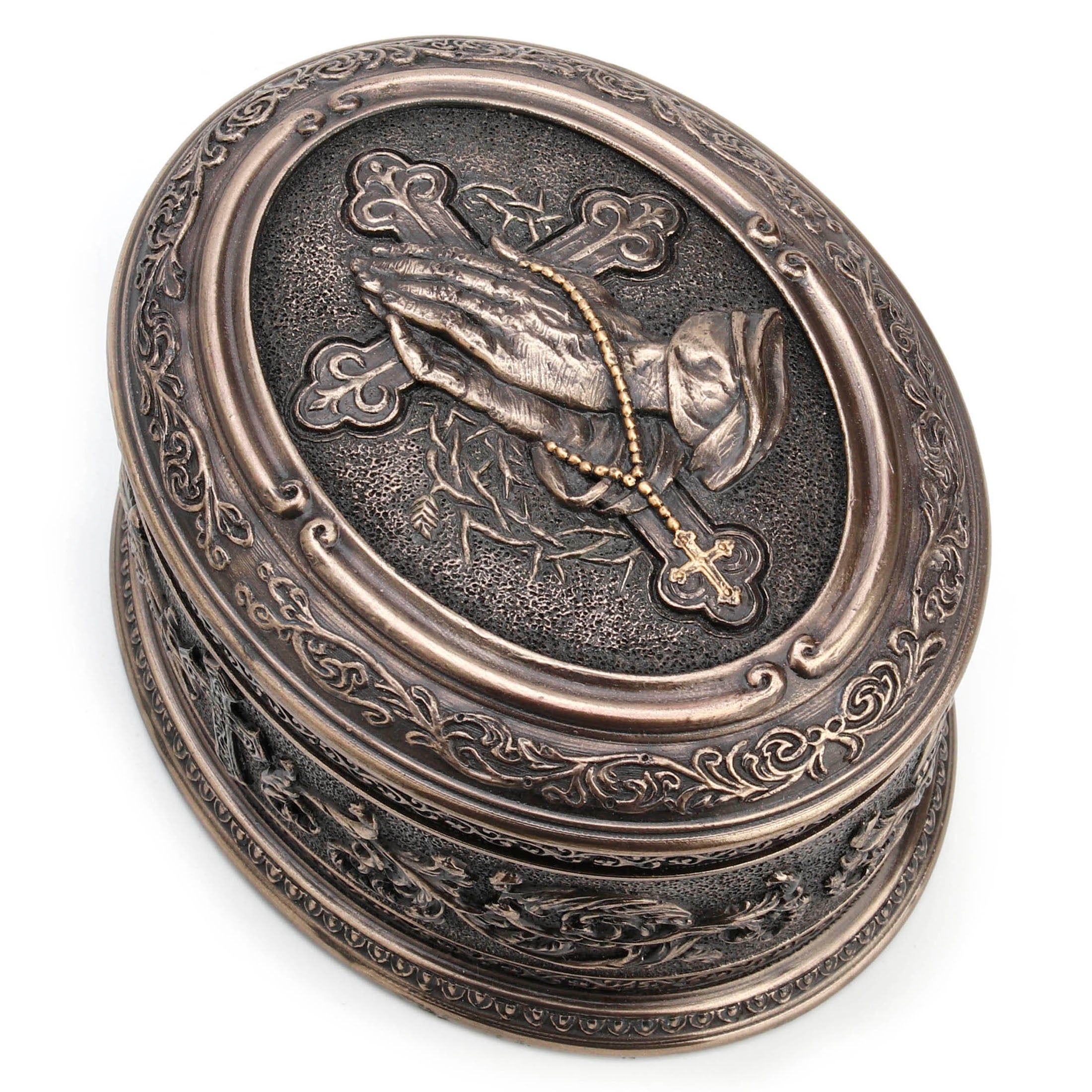 Praying Hand Oval Shape Trinket Box