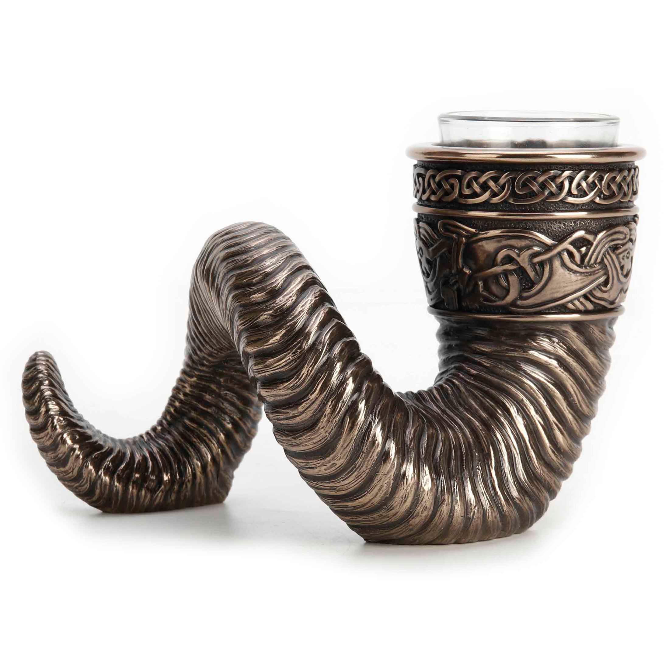 Nordic Viking Ram Horn Tealight Candle Holder