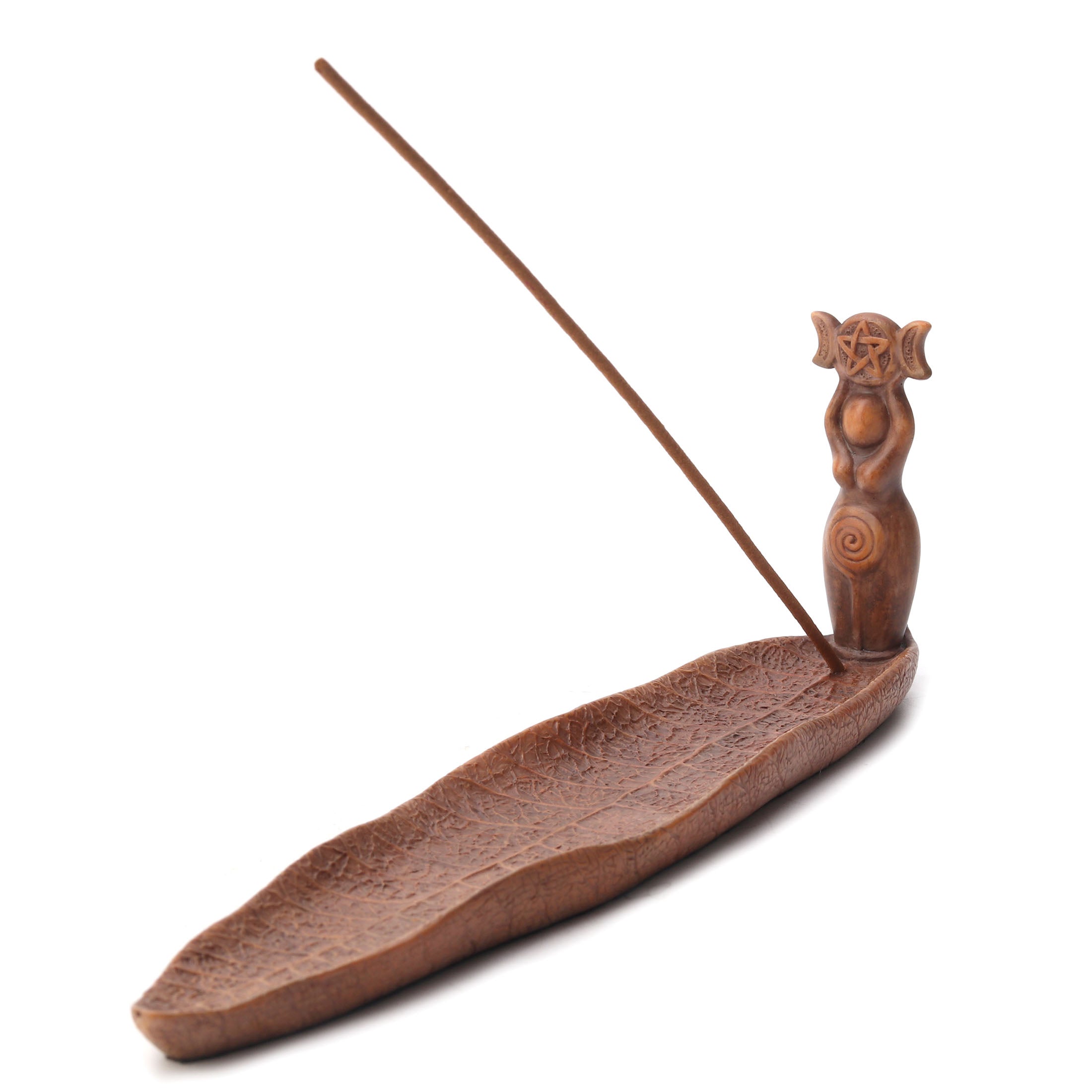 Triple Moon Spiral Goddess Figure Incense Holder