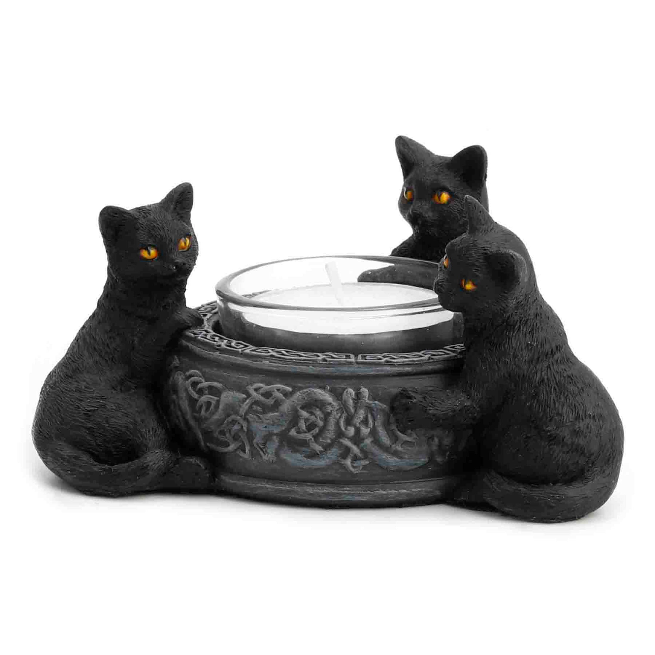 Triple Black Cat Candle Tea Light Holder