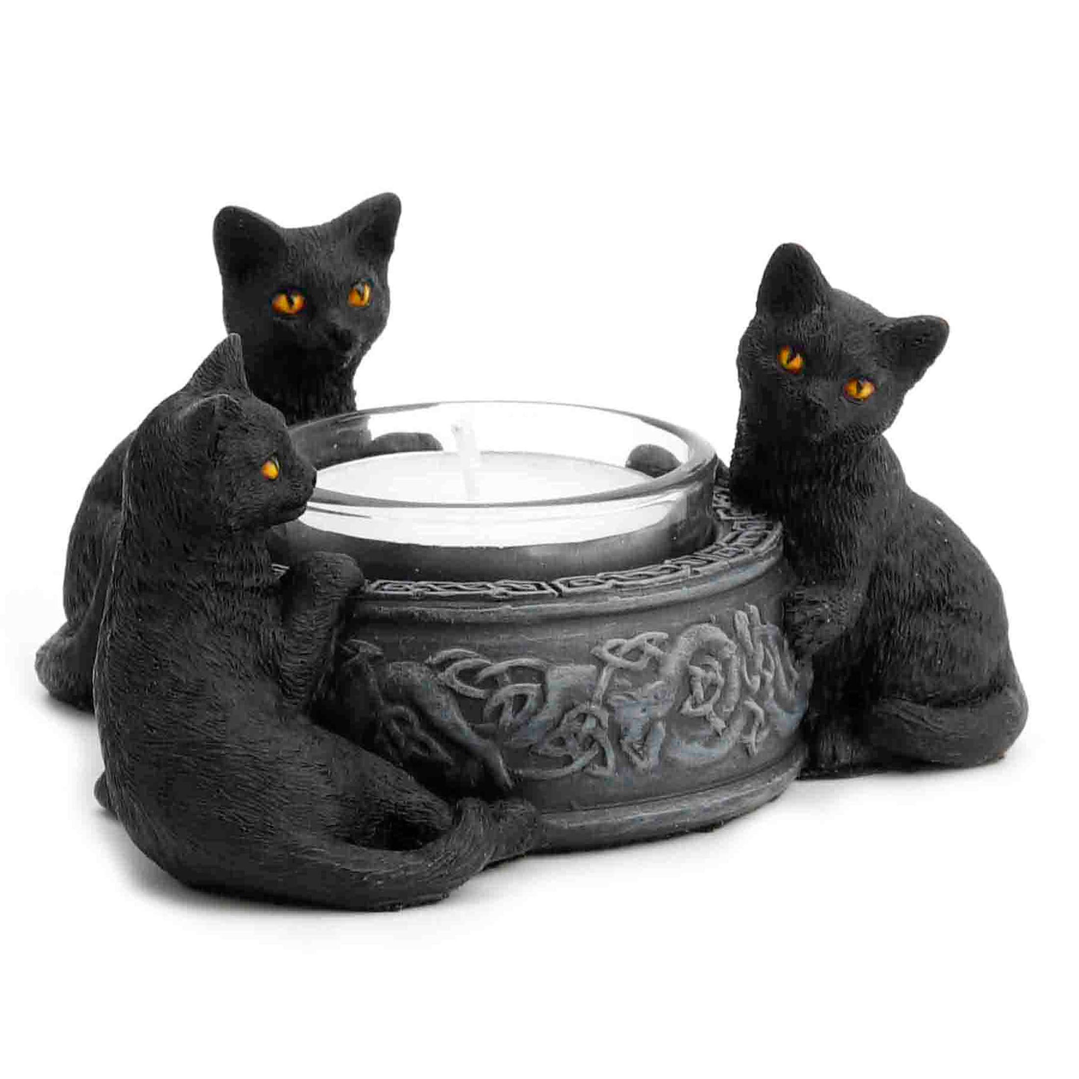 Triple Black Cat Candle Tea Light Holder