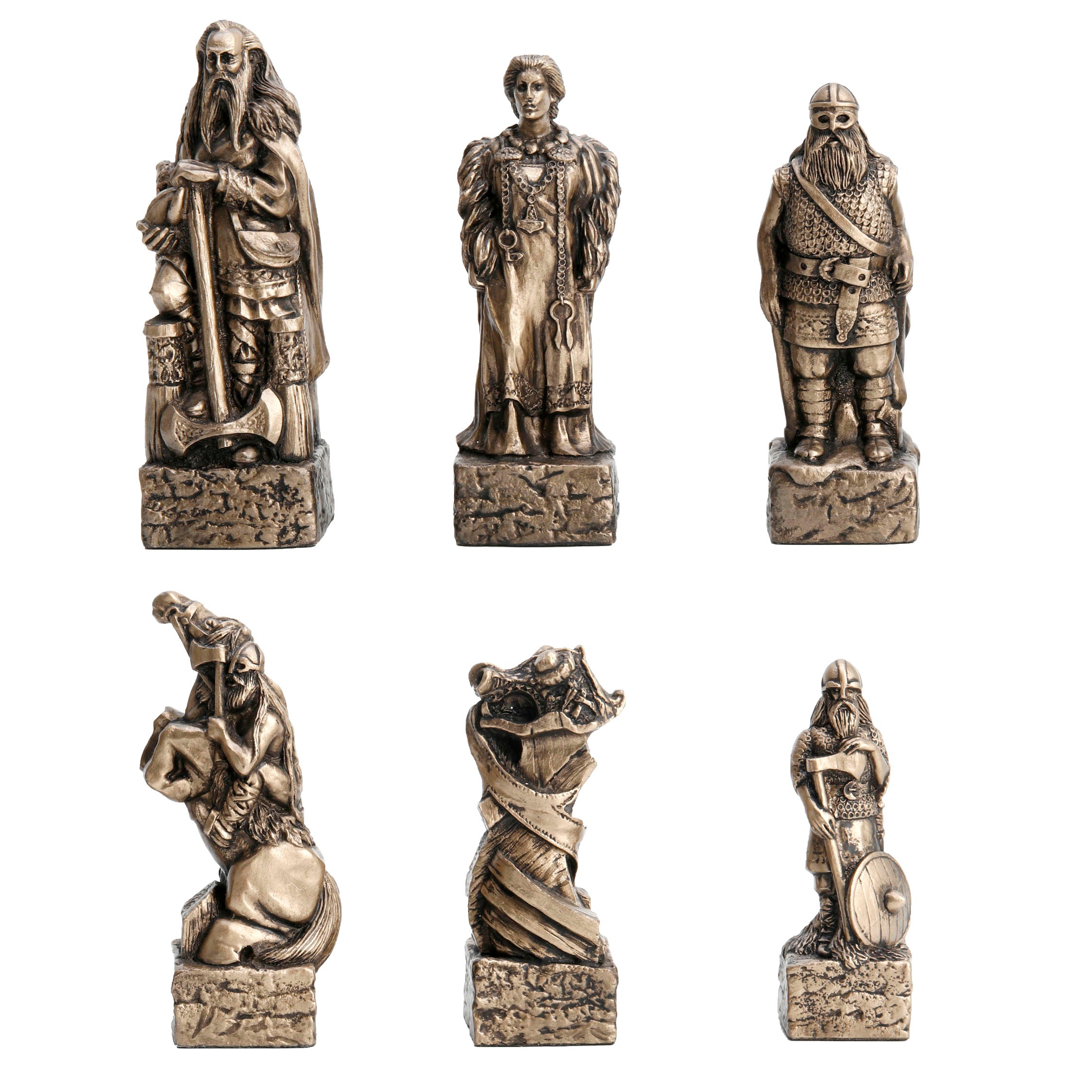 4 Inch Nordic Viking Chessmen Set (32 pcs per set) (19 Inch Wooden Board)