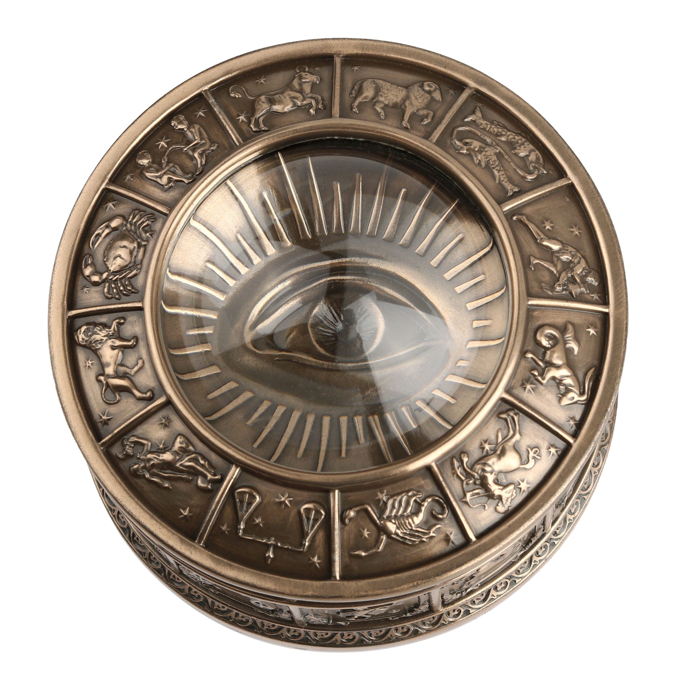 Eye of Providence Free Mason Round Trinket Box