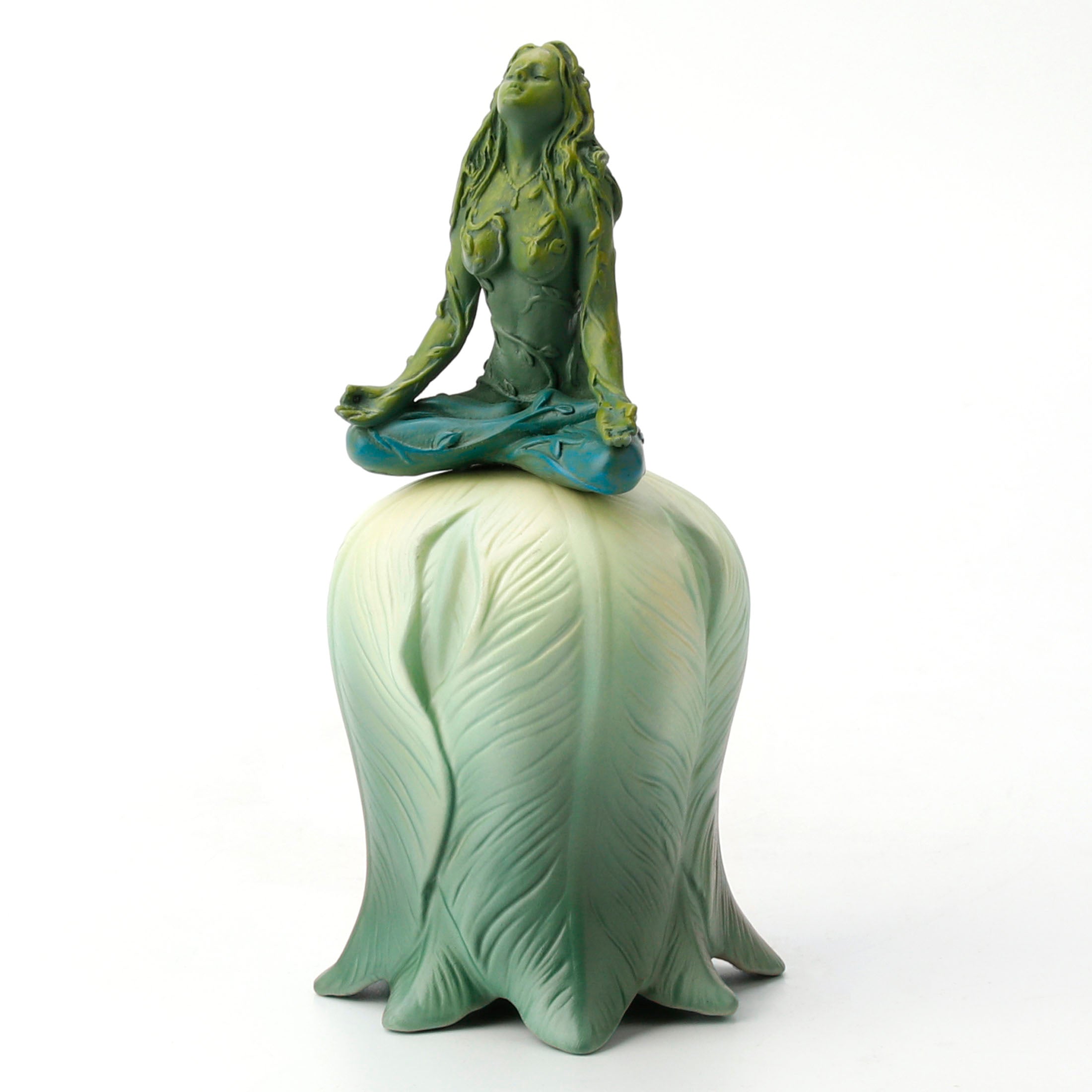 Mother Earth Goddess Gaia Lotus Position on Flower Bell