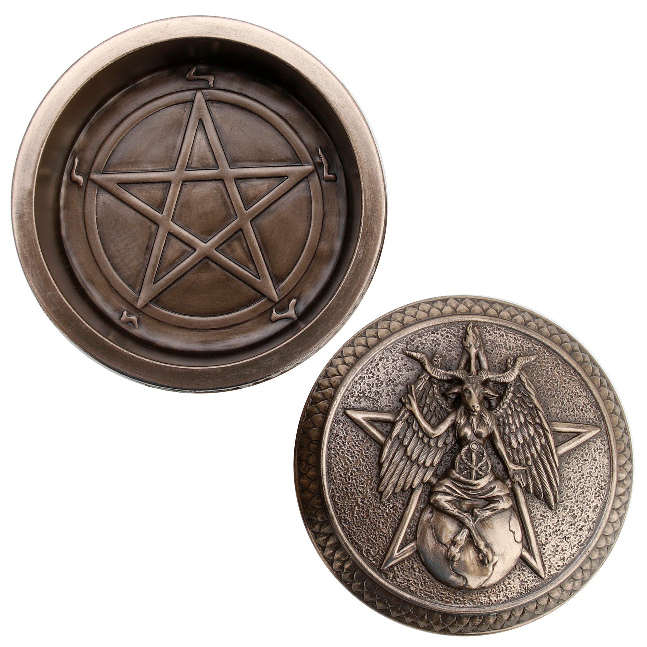 Baphomet Pentagram Round Trinket Box