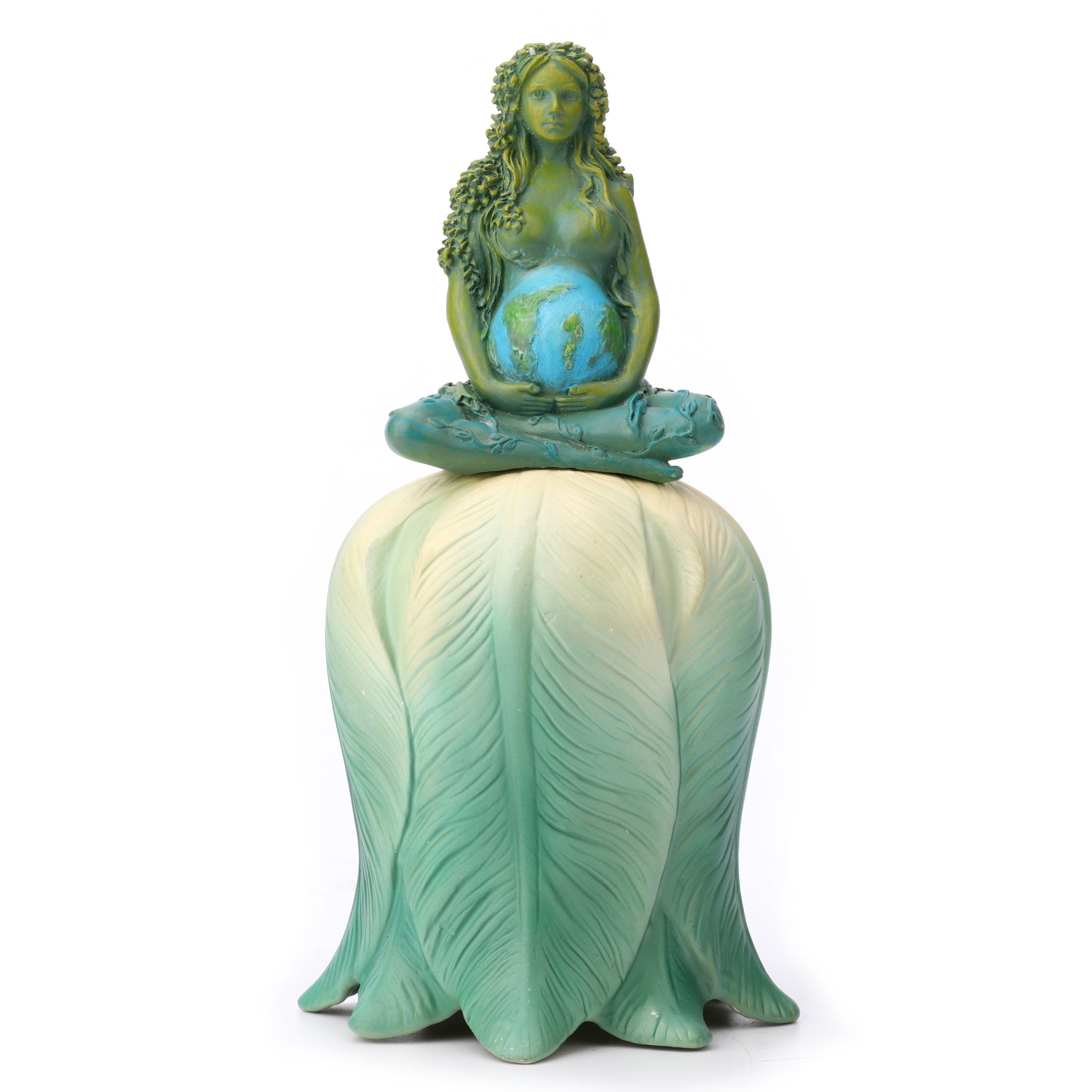 Mother Earth Pregnant Gaia Sitting on Flower Hand Bell