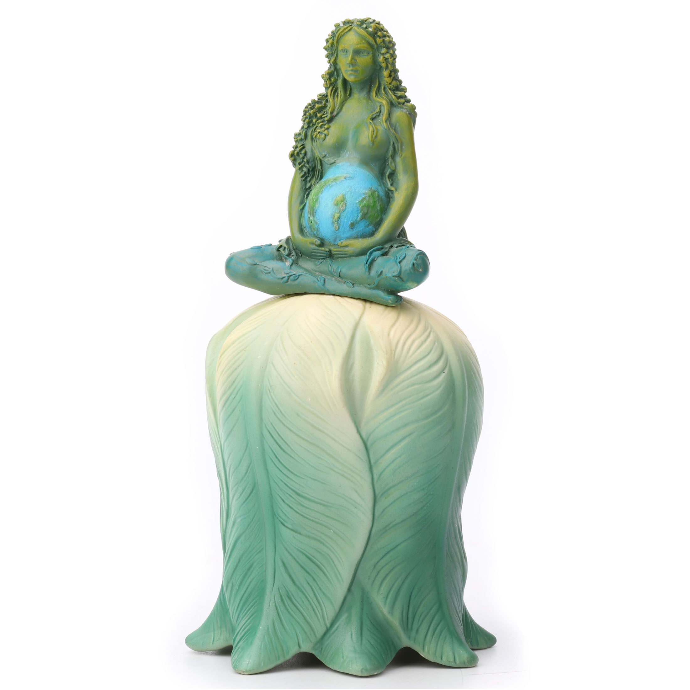 Mother Earth Pregnant Gaia Sitting on Flower Hand Bell