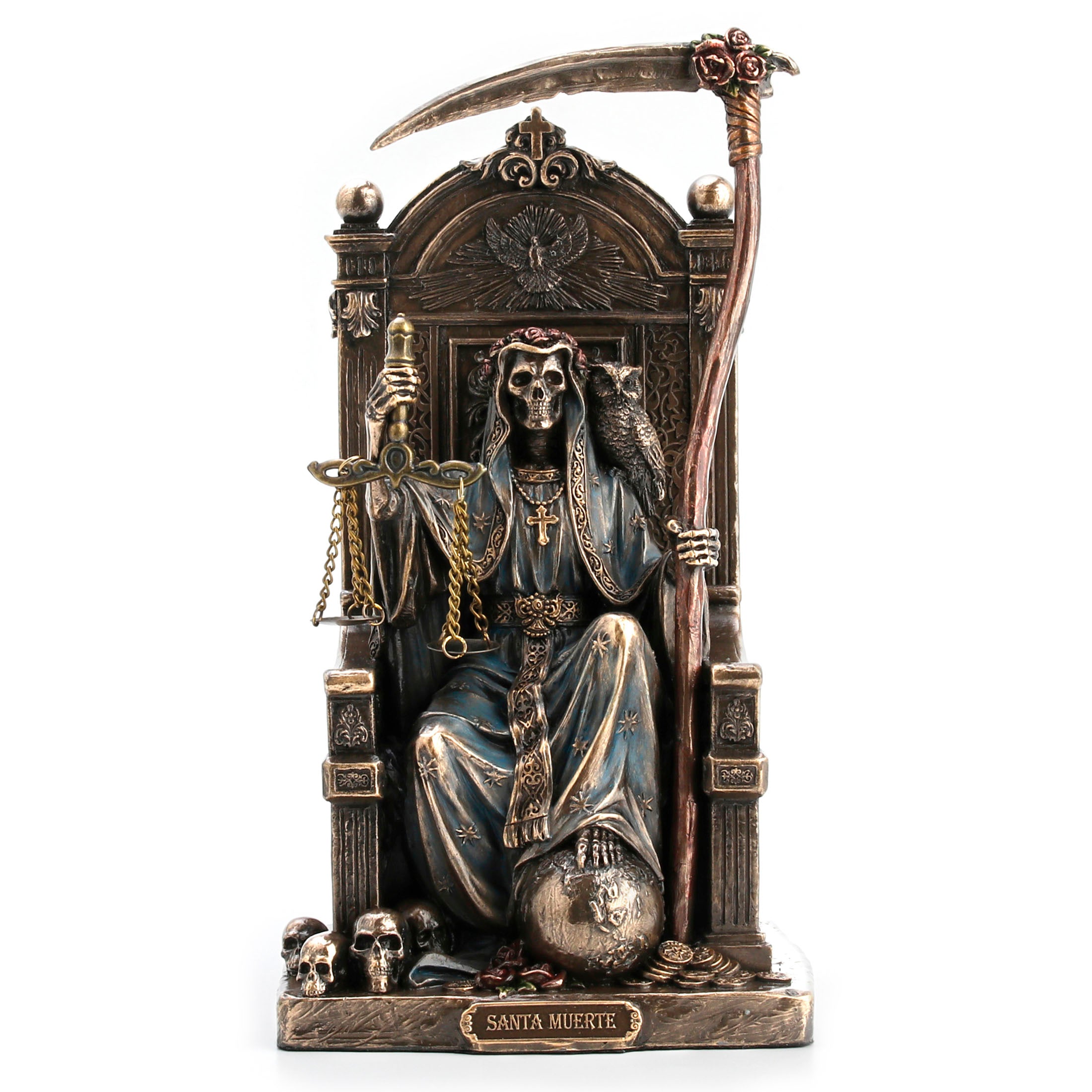 Sitting Santa Muerte With Scythe and Scale