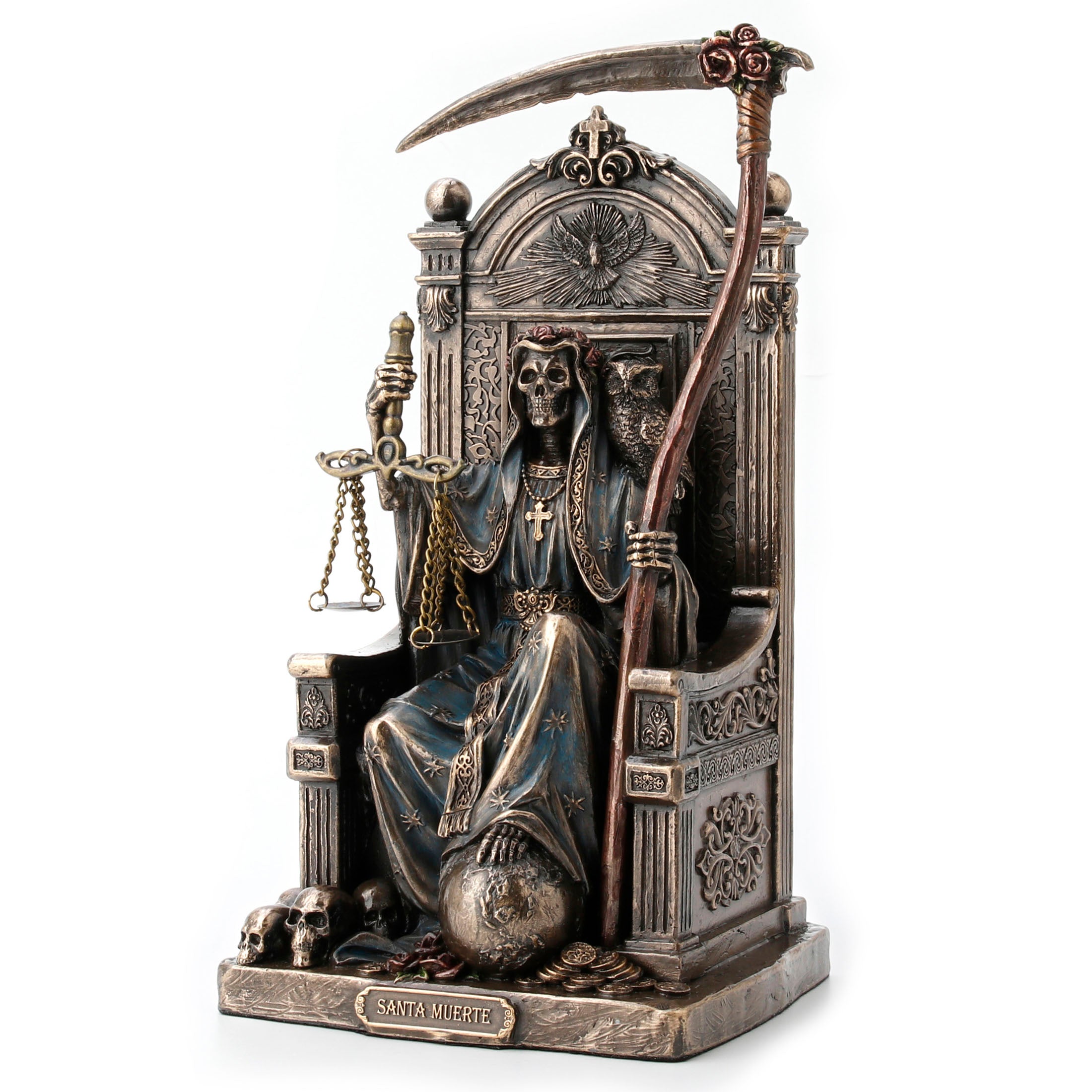 Sitting Santa Muerte With Scythe and Scale