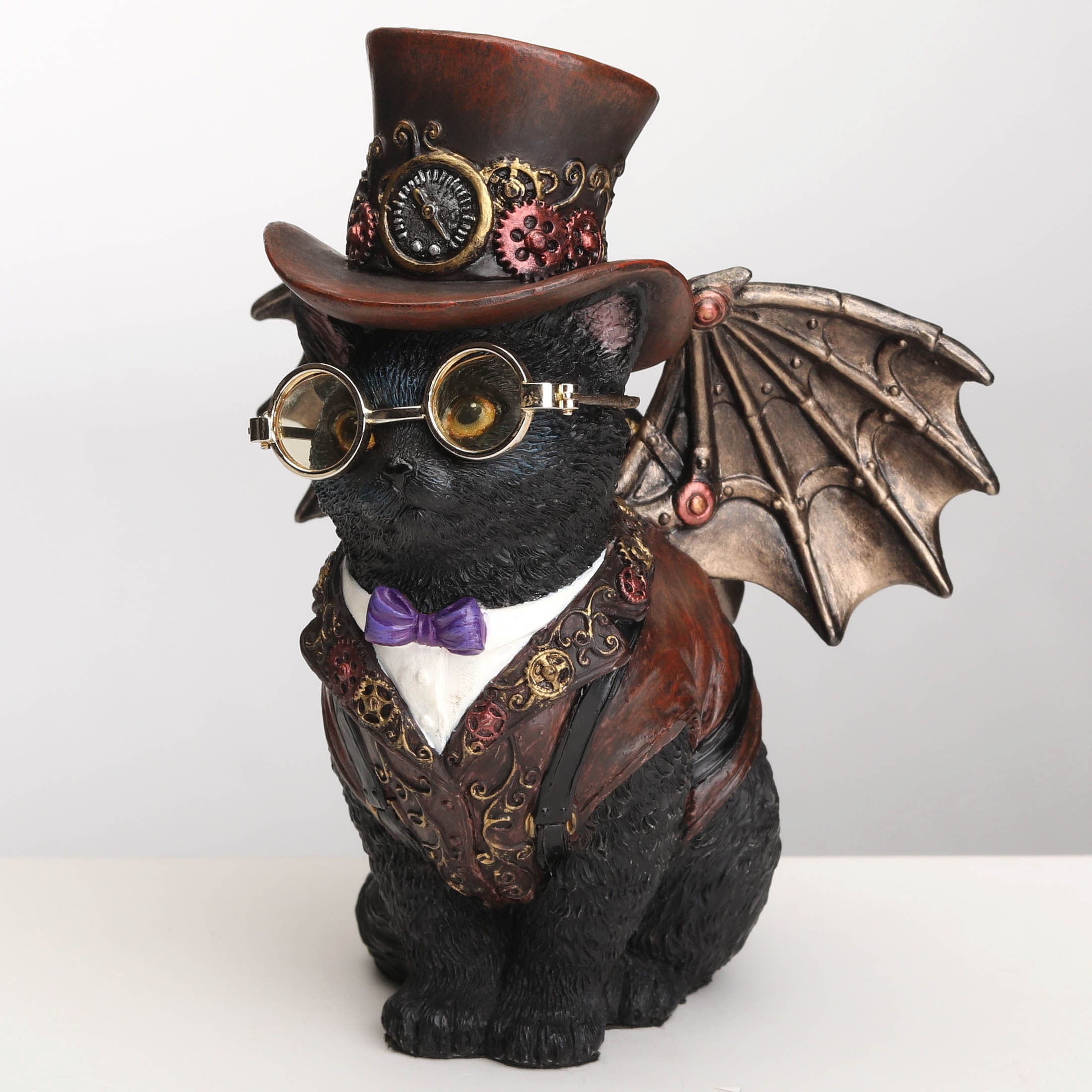 Steampunk Victorian Inventor Cat With Wings and Top Hat