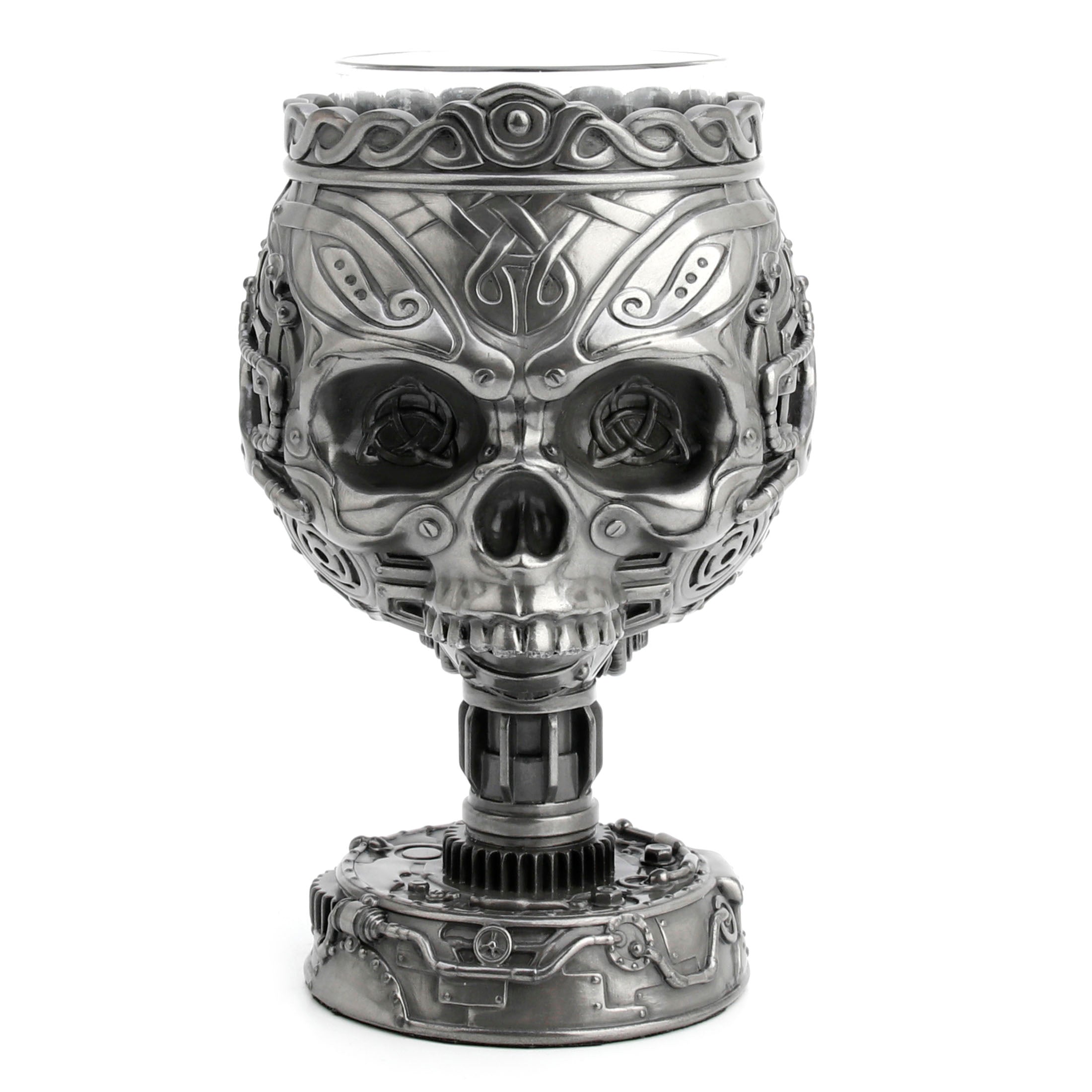 Steampunk Celtic Knot Pattern Skull Stand Votive Candle Holder