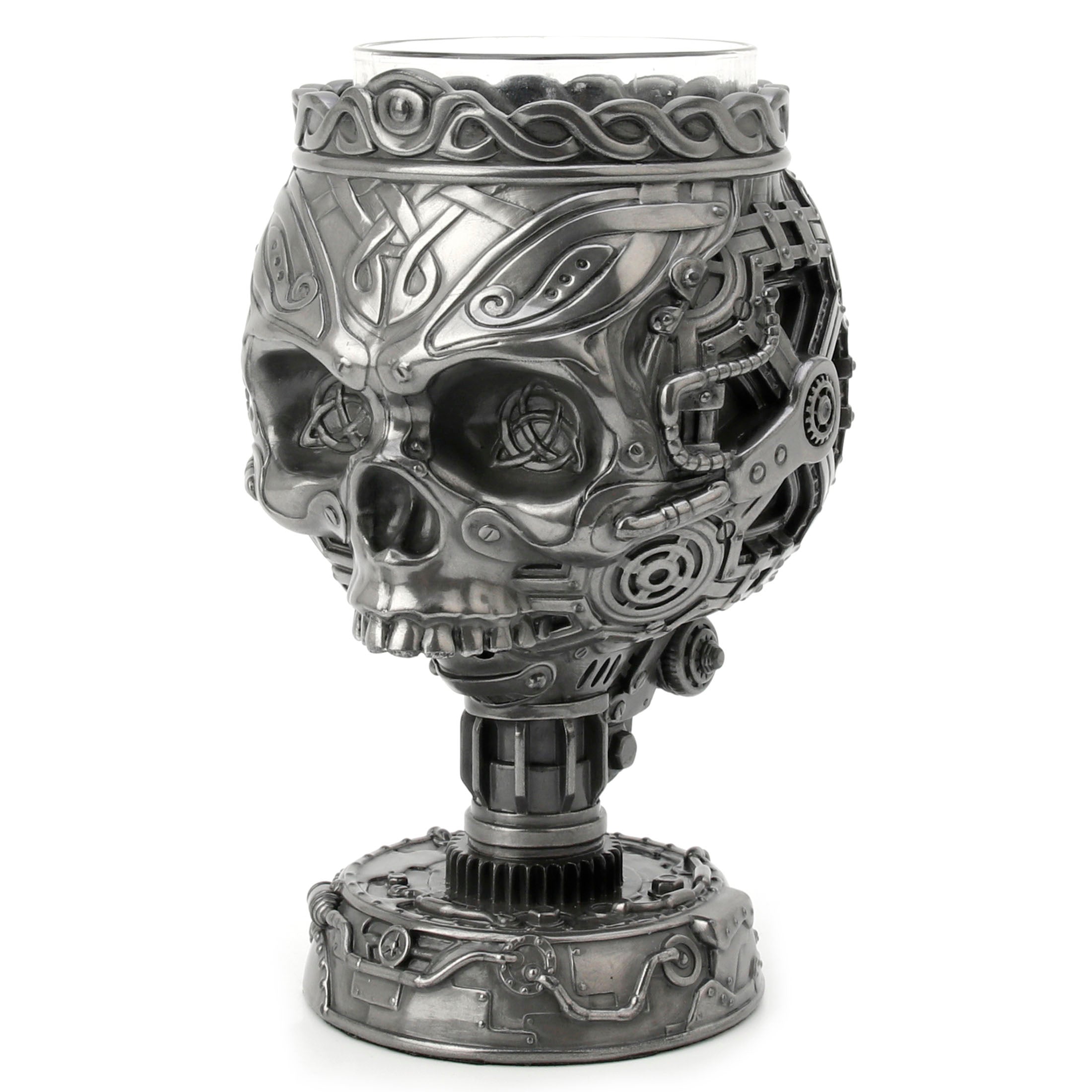 Steampunk Celtic Knot Pattern Skull Stand Votive Candle Holder
