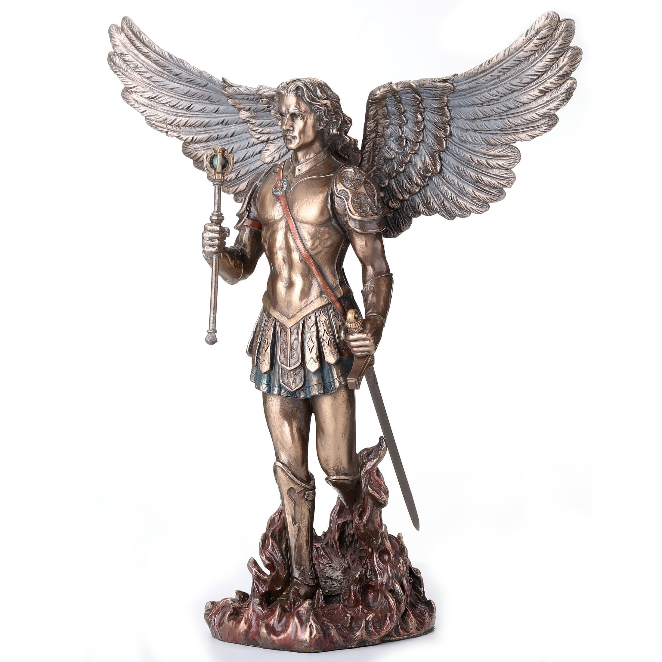 Archangel Saint Michael Holding Scepter and Sword
