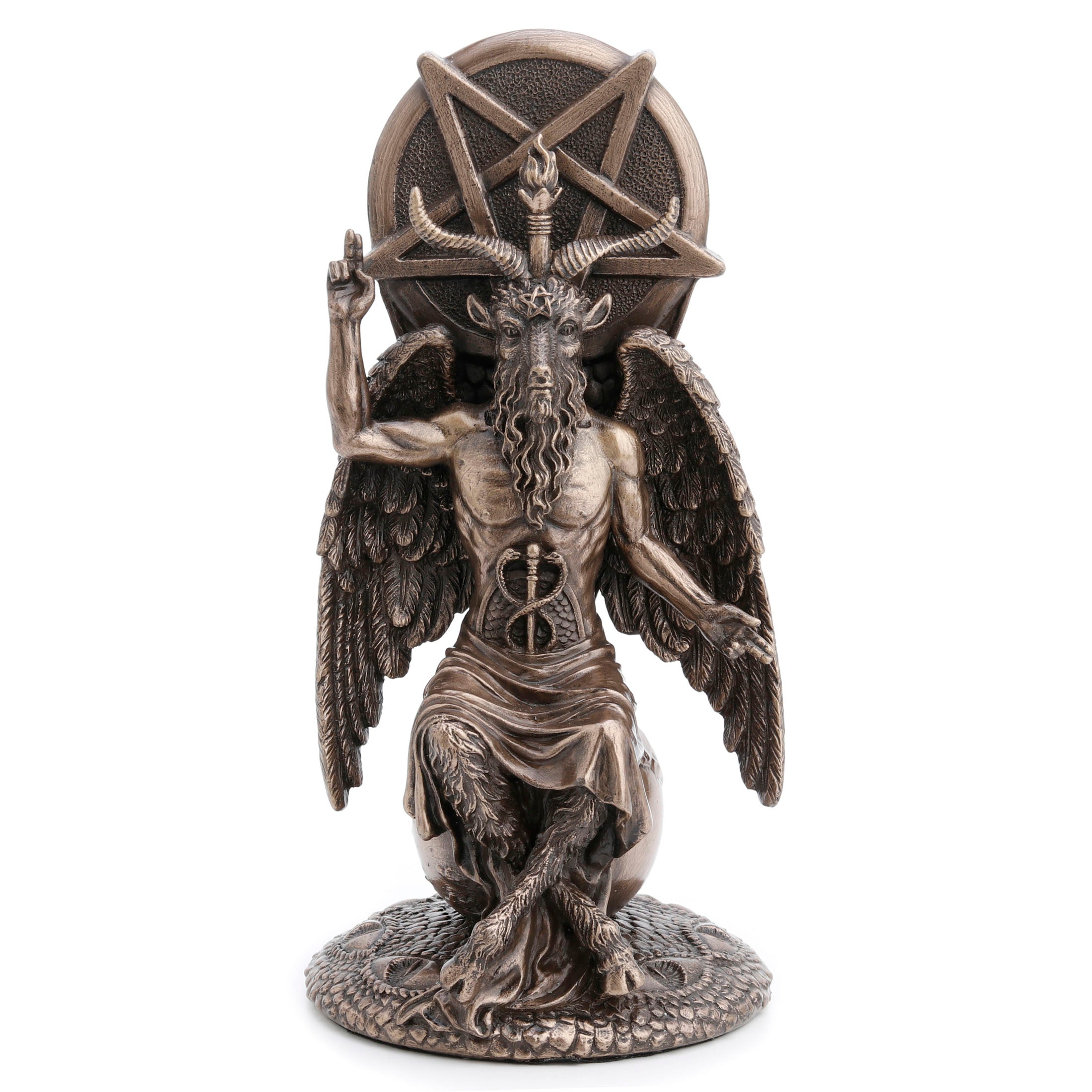 Statue Of Baphomet Sitting On Globe