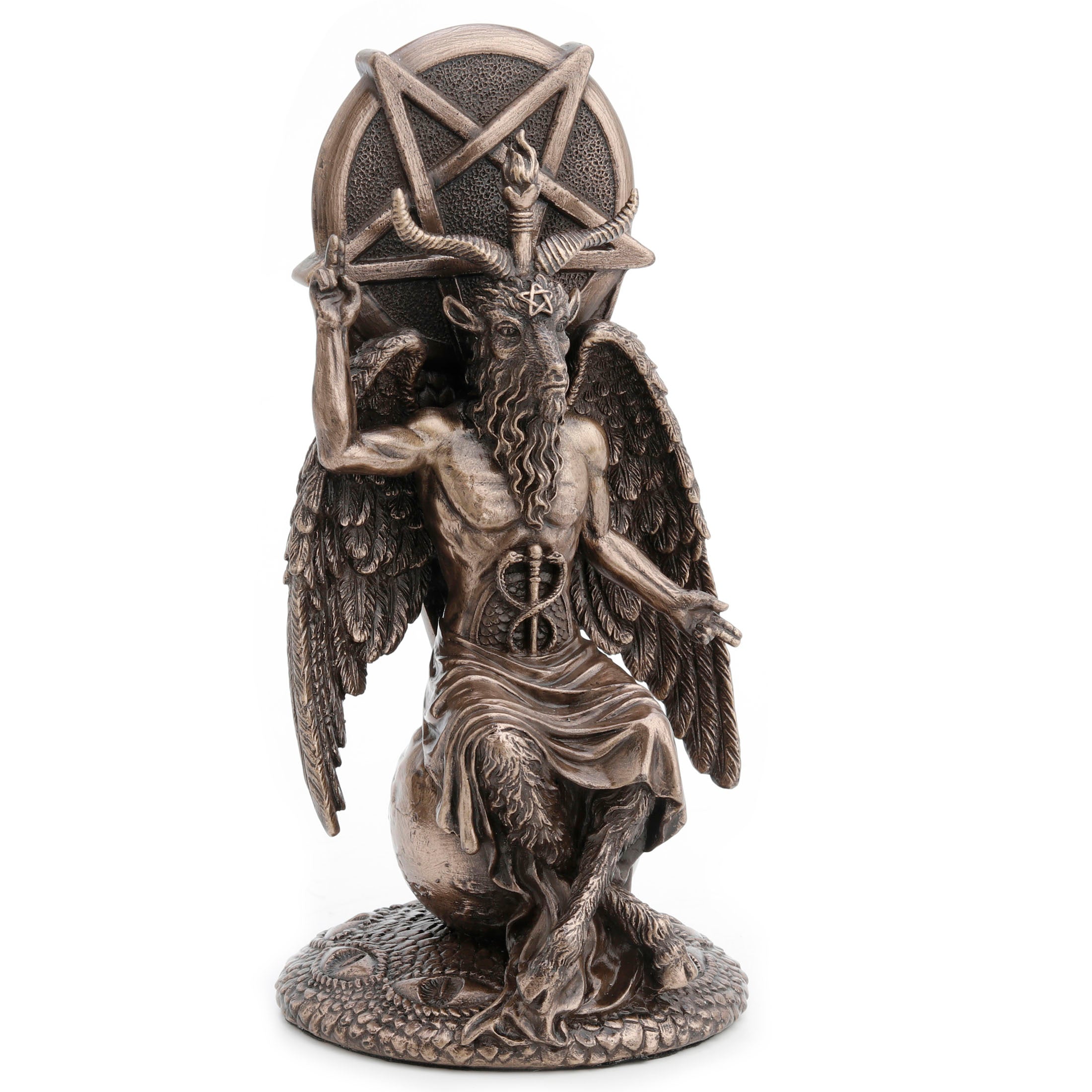 Statue Of Baphomet Sitting On Globe