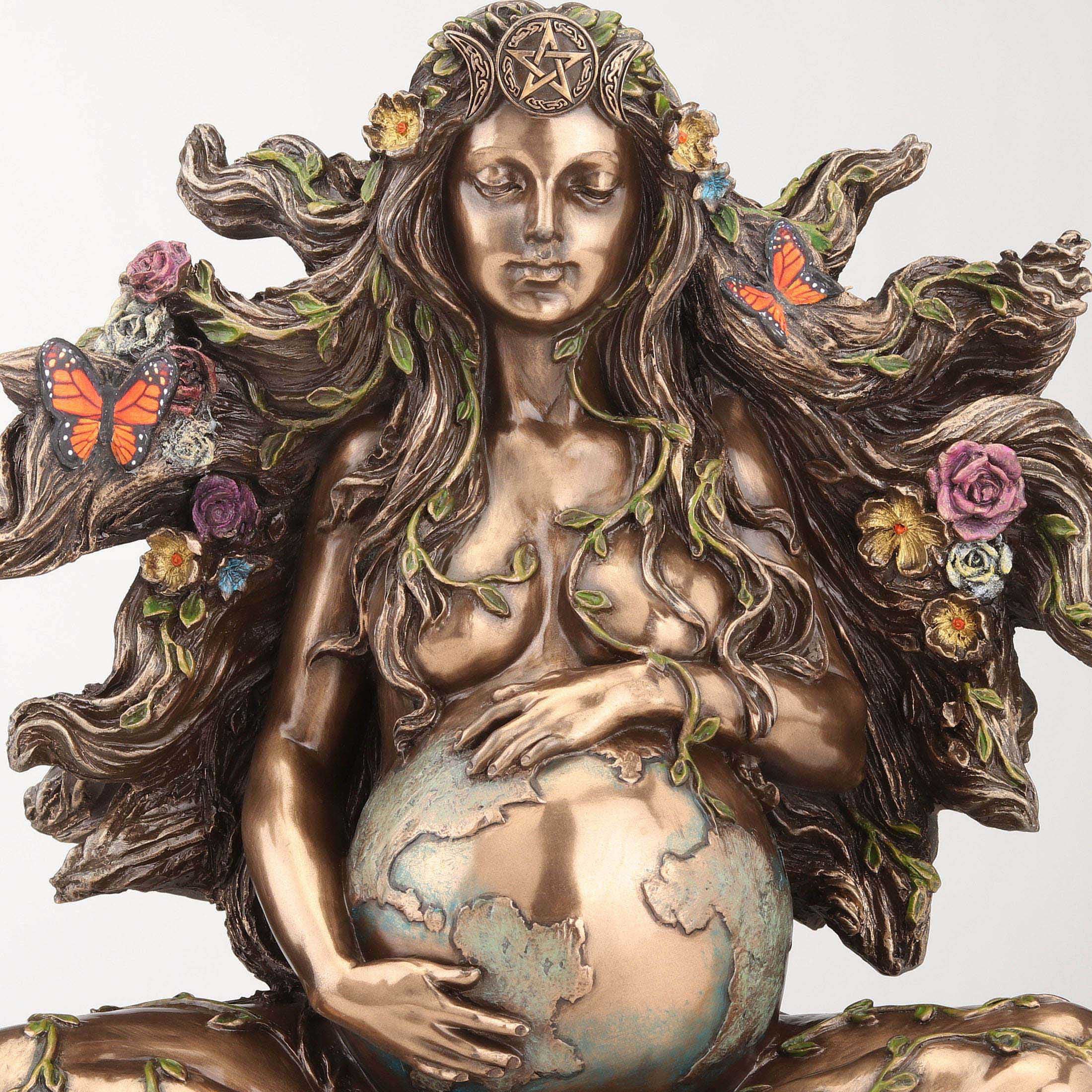 Sitting Pregnant Mother Gaia With Butterflies