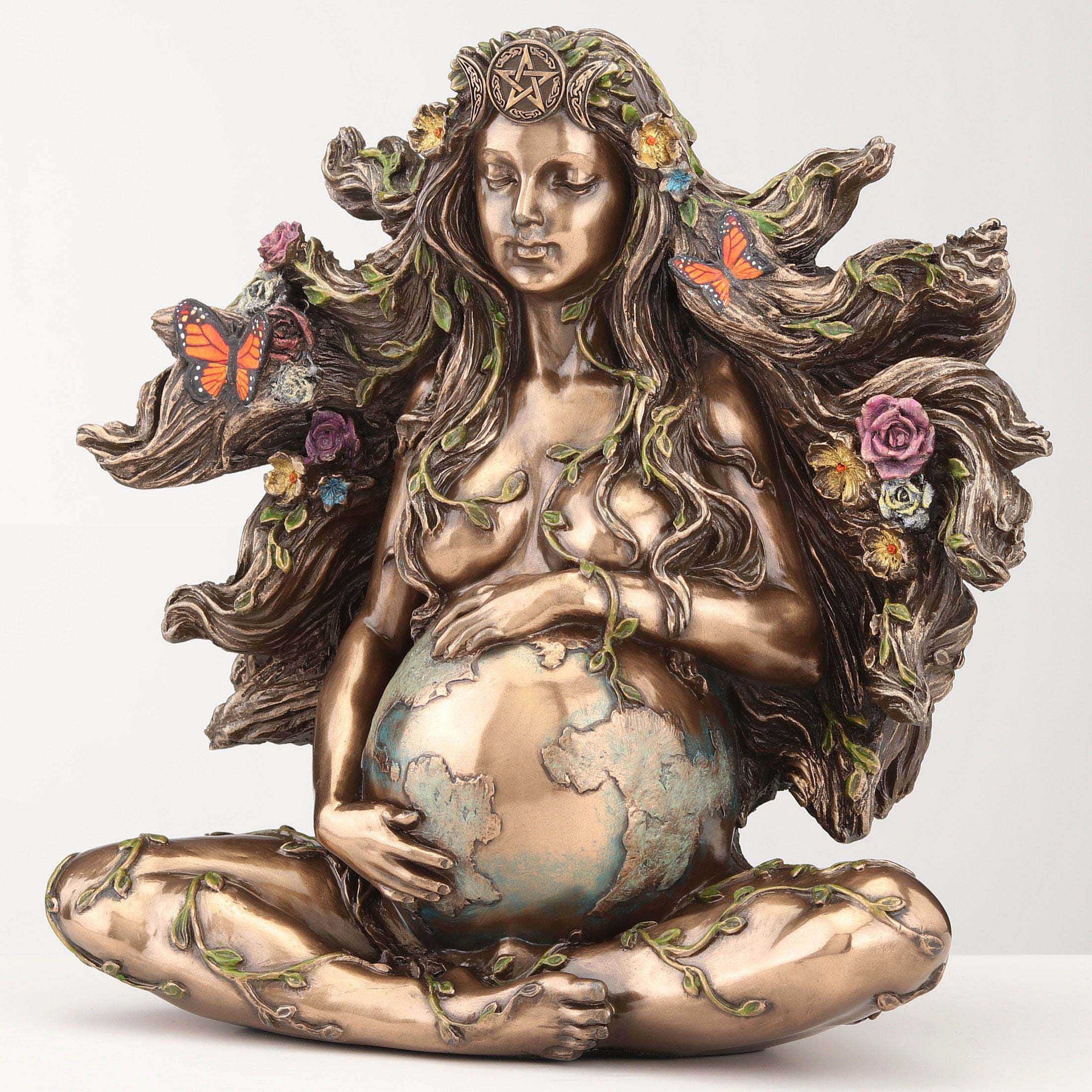 Sitting Pregnant Mother Gaia With Butterflies
