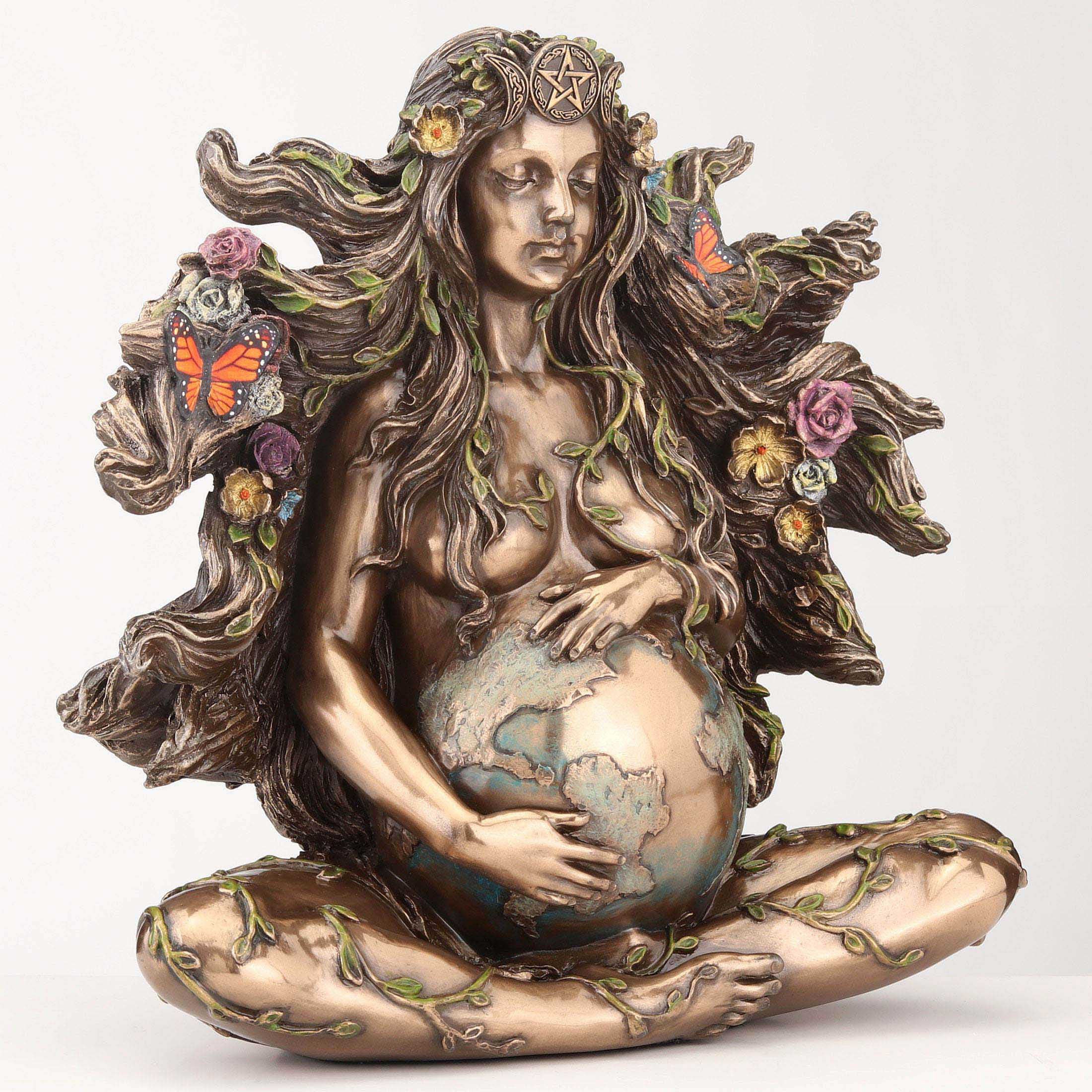 Sitting Pregnant Mother Gaia With Butterflies