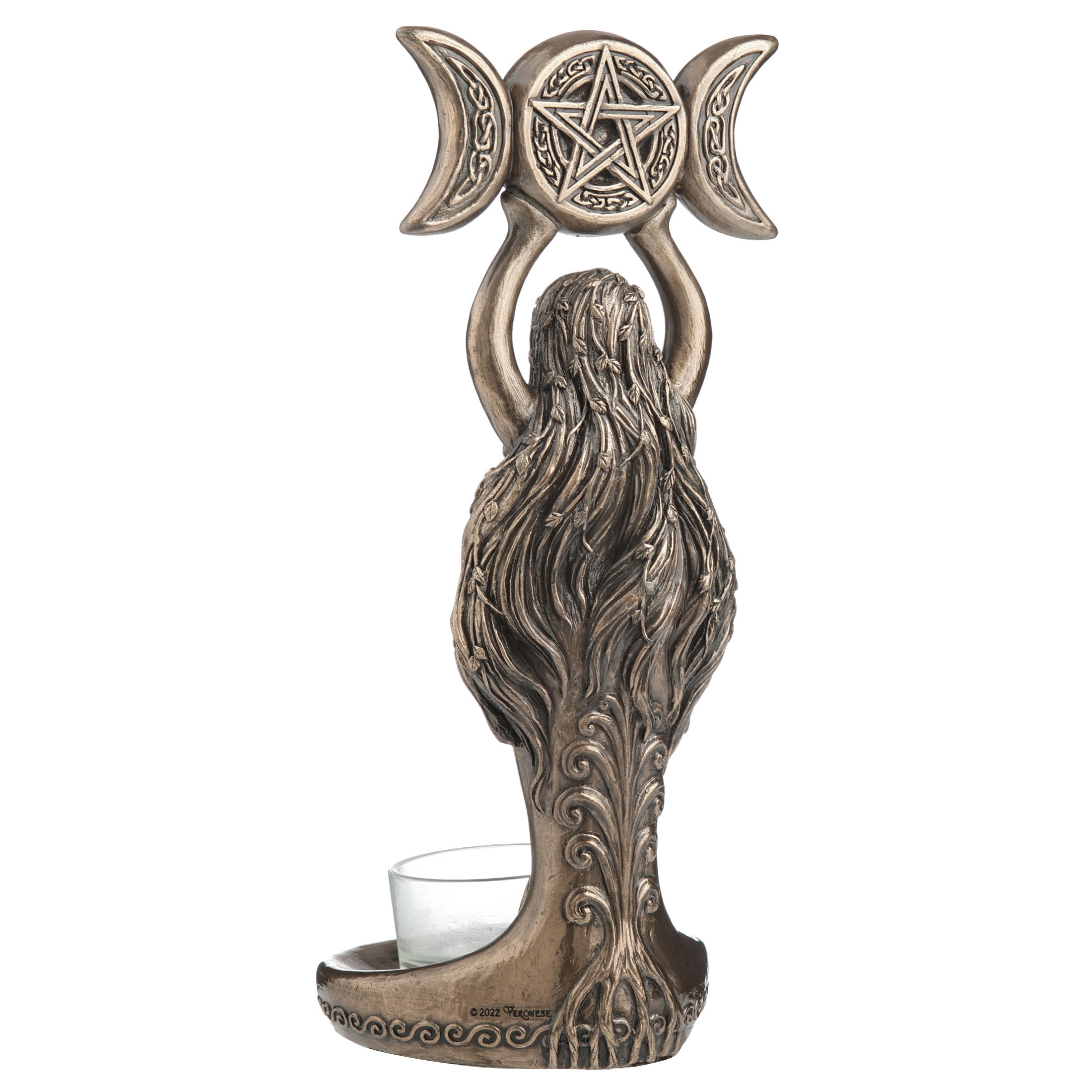 Triple Moon Hecate Spiral Goddess Wiccan Candle Holder Stand