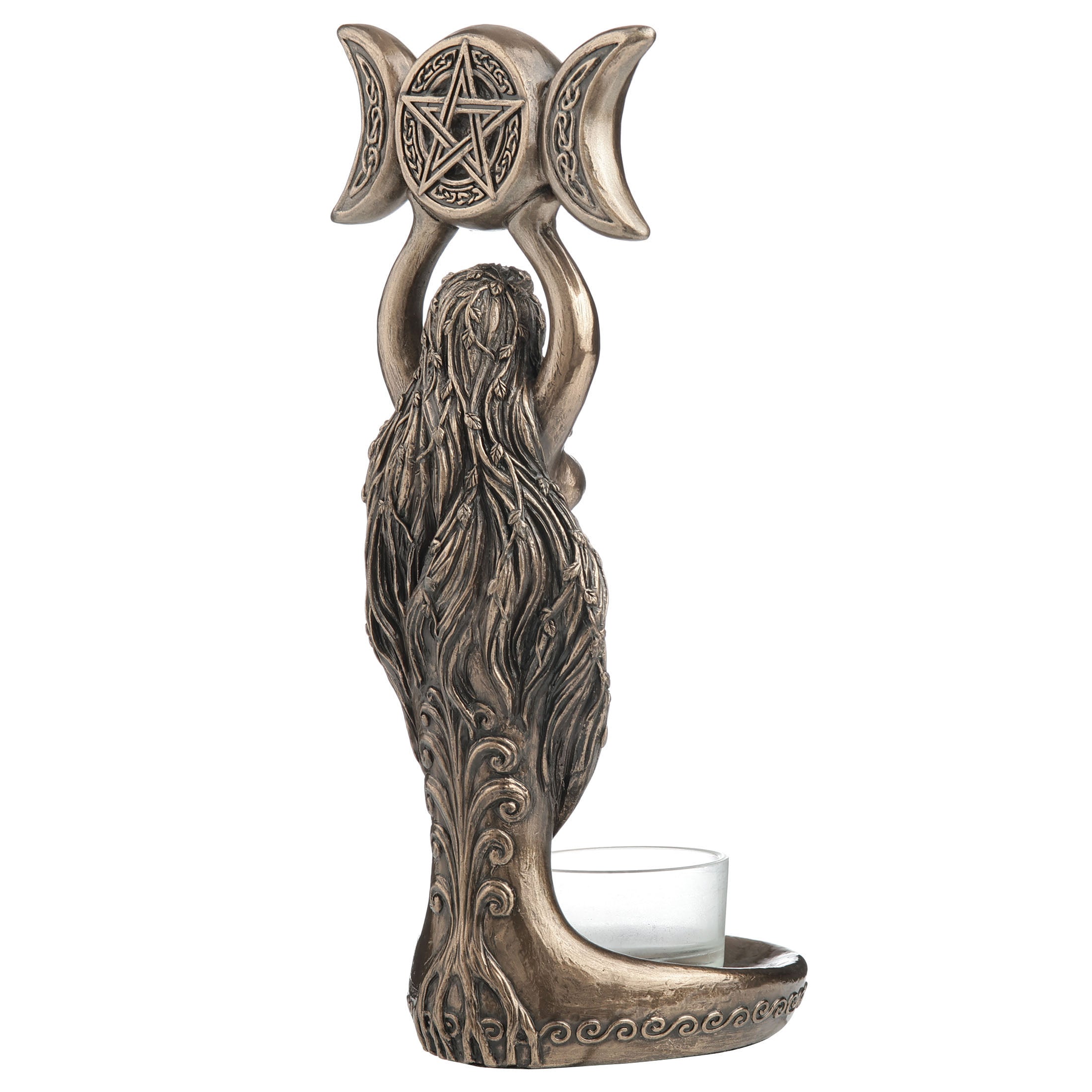 Triple Moon Hecate Spiral Goddess Wiccan Candle Holder Stand