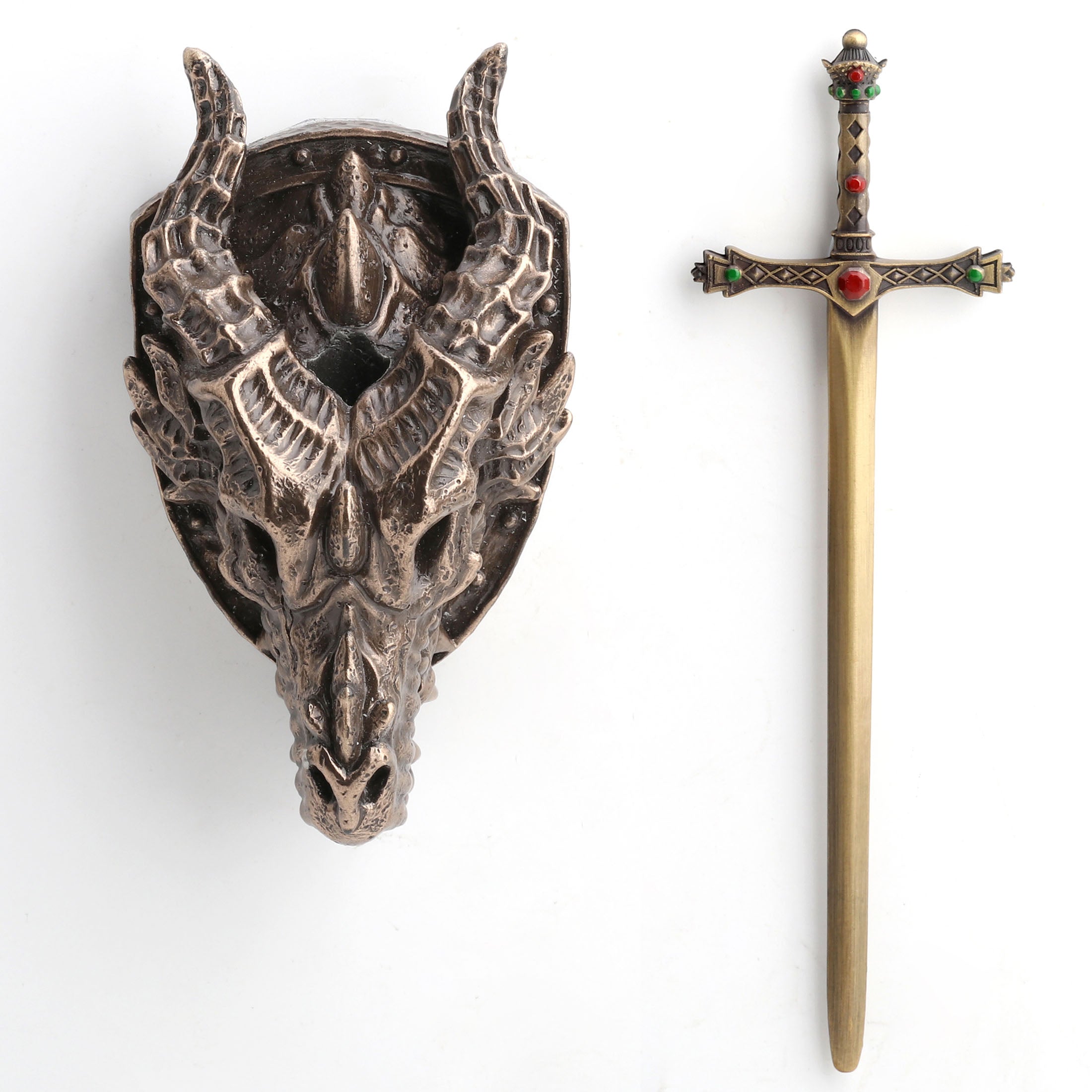 Dragon Head Sword Sheath Wall Plaque With Letter Opener