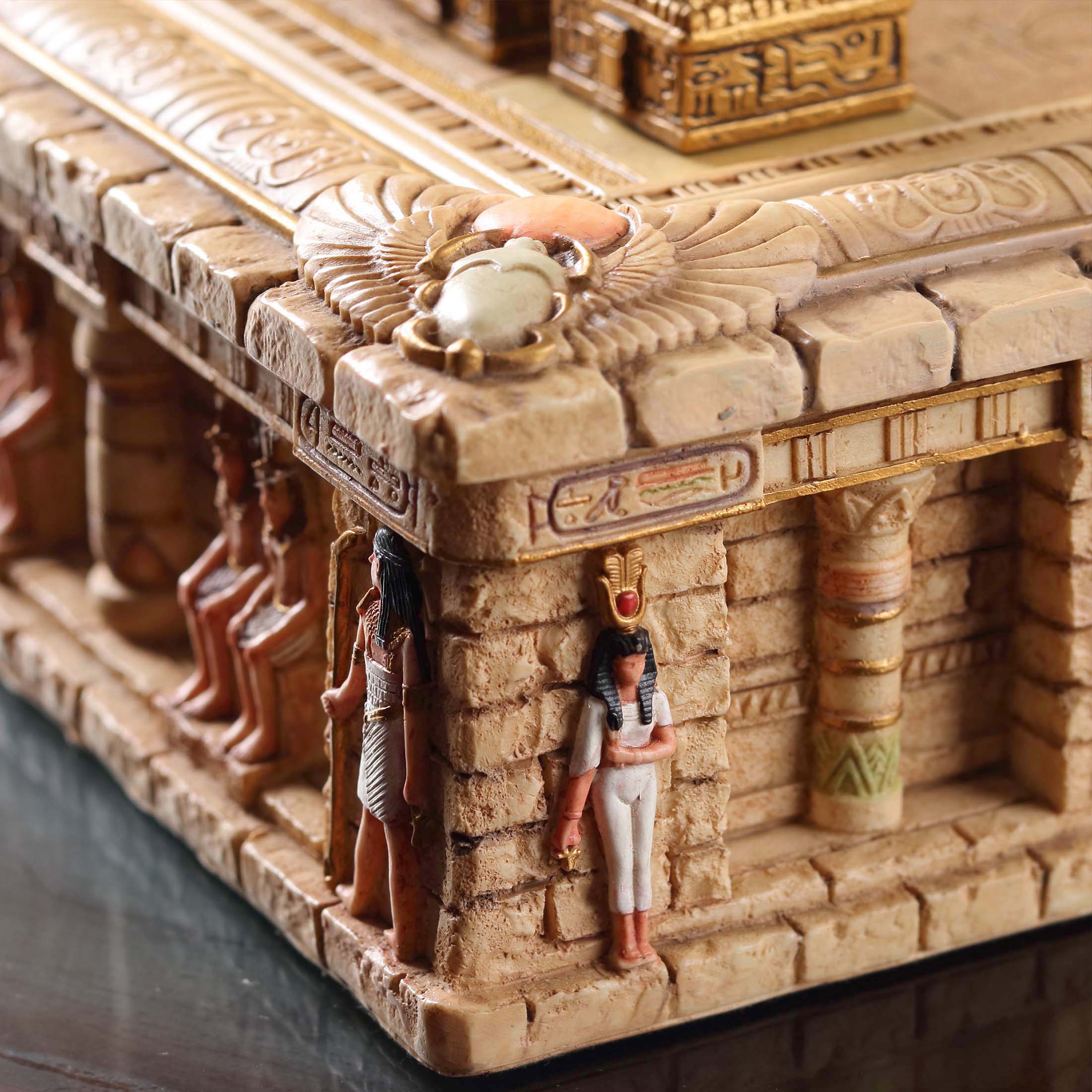 Egyptian Gods Chess Piece Set With Ankh Temple Box Board (32 pcs per set with storage and board)