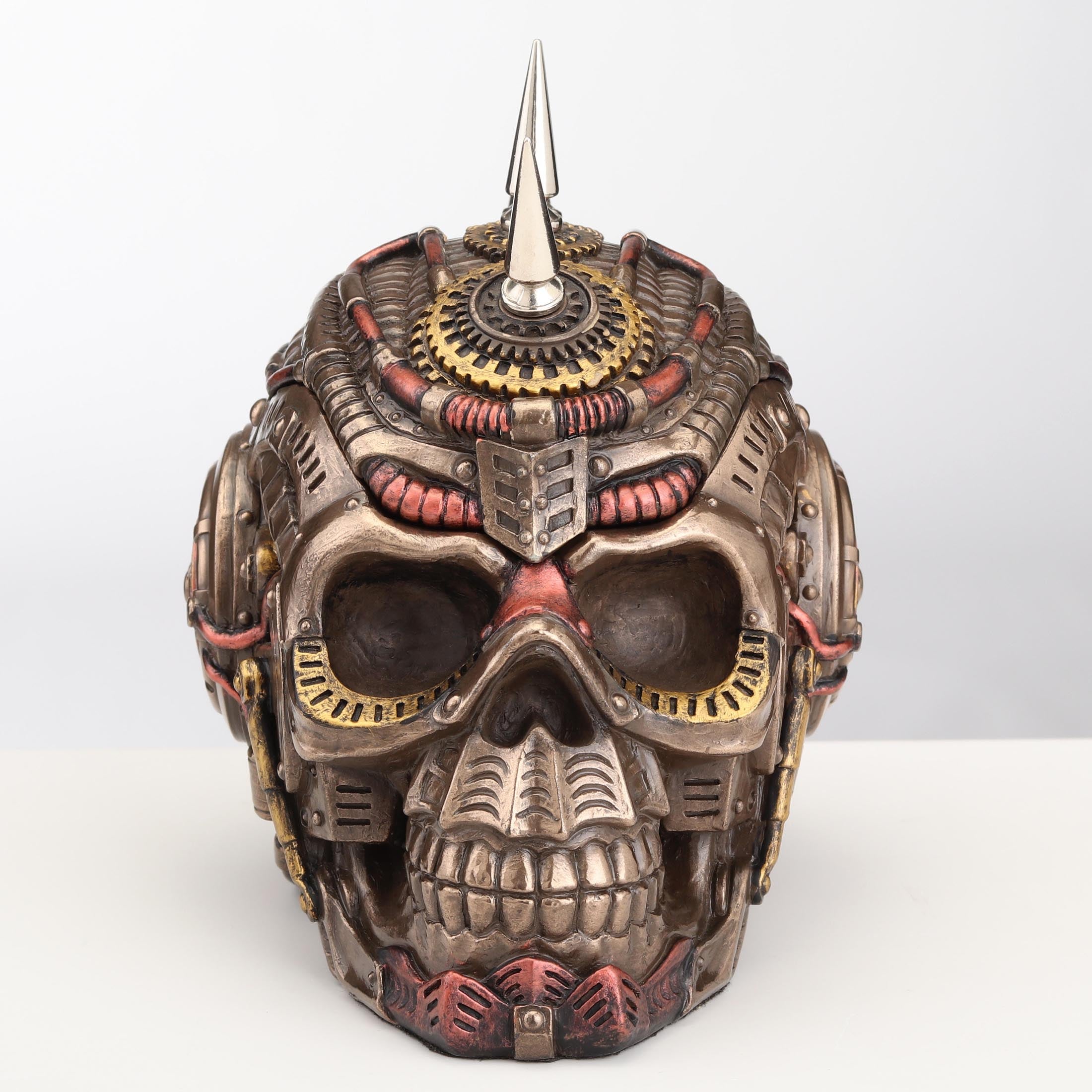 Steampunk Chrome Spike Draugr Skull Trinket Box