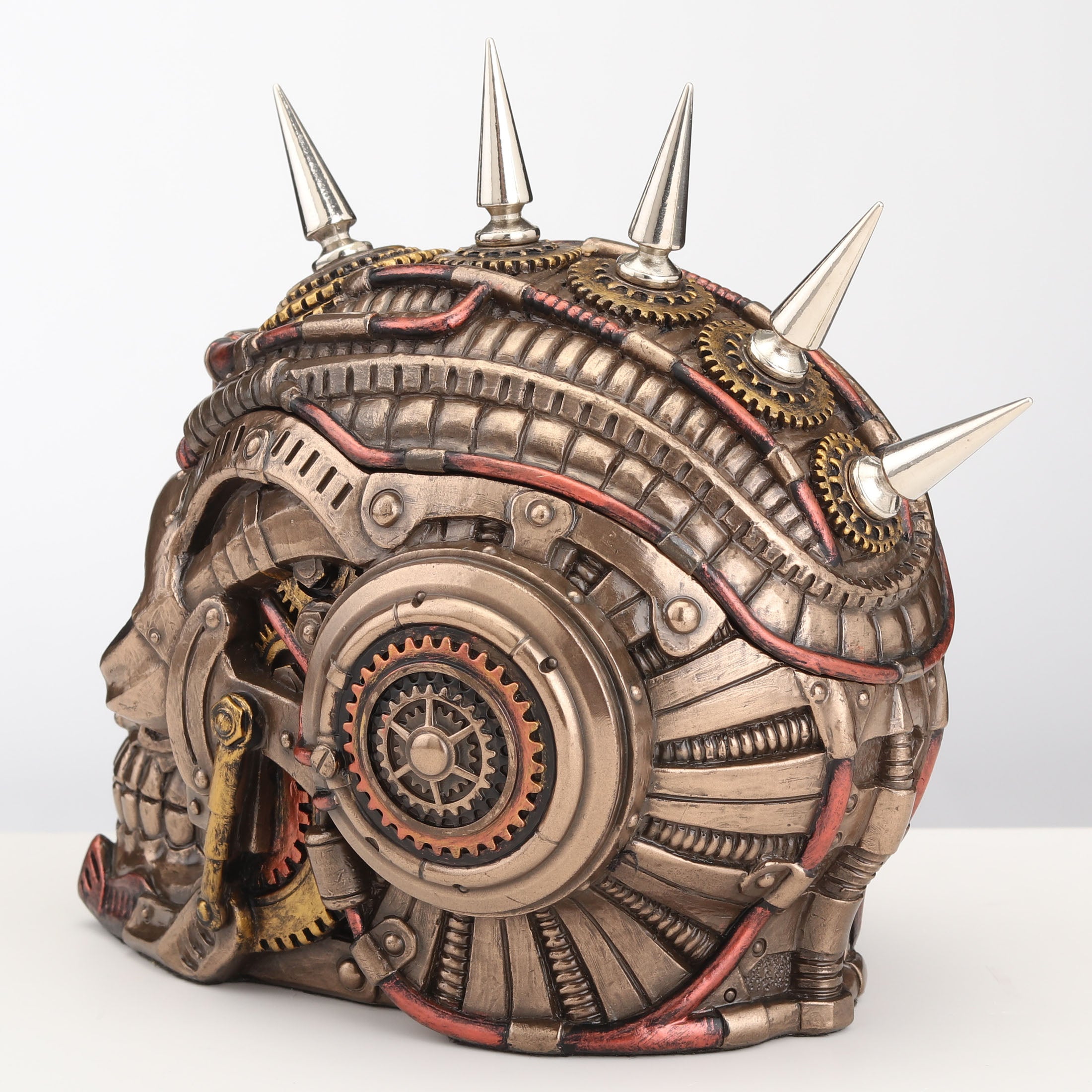 Steampunk Chrome Spike Draugr Skull Trinket Box