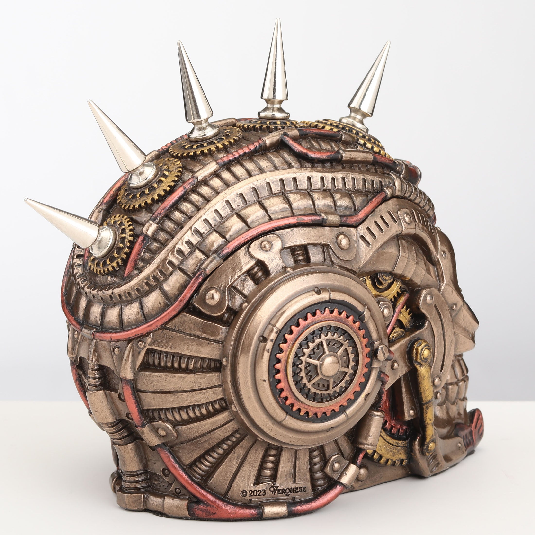 Steampunk Chrome Spike Draugr Skull Trinket Box