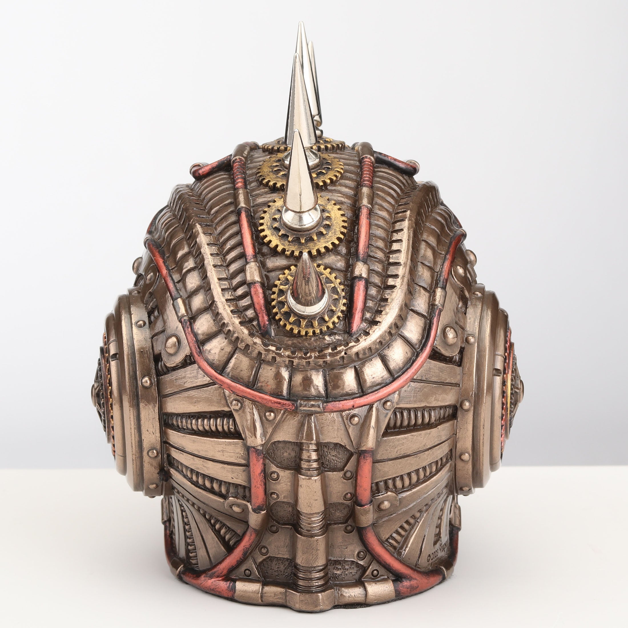 Steampunk Chrome Spike Draugr Skull Trinket Box