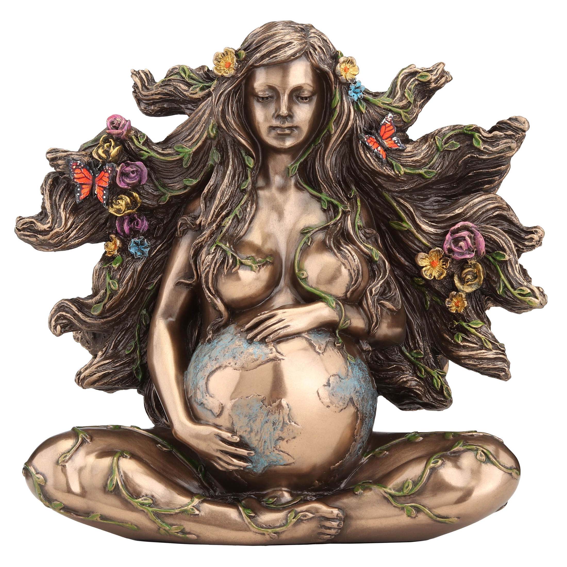 Sitting Pregnant Mother Gaia With Butterflies
