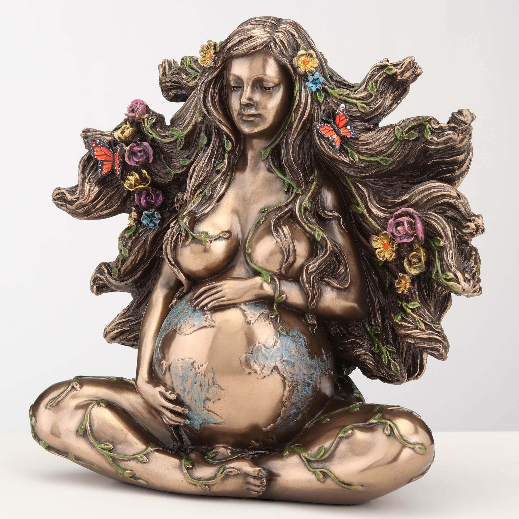 Sitting Pregnant Mother Gaia With Butterflies