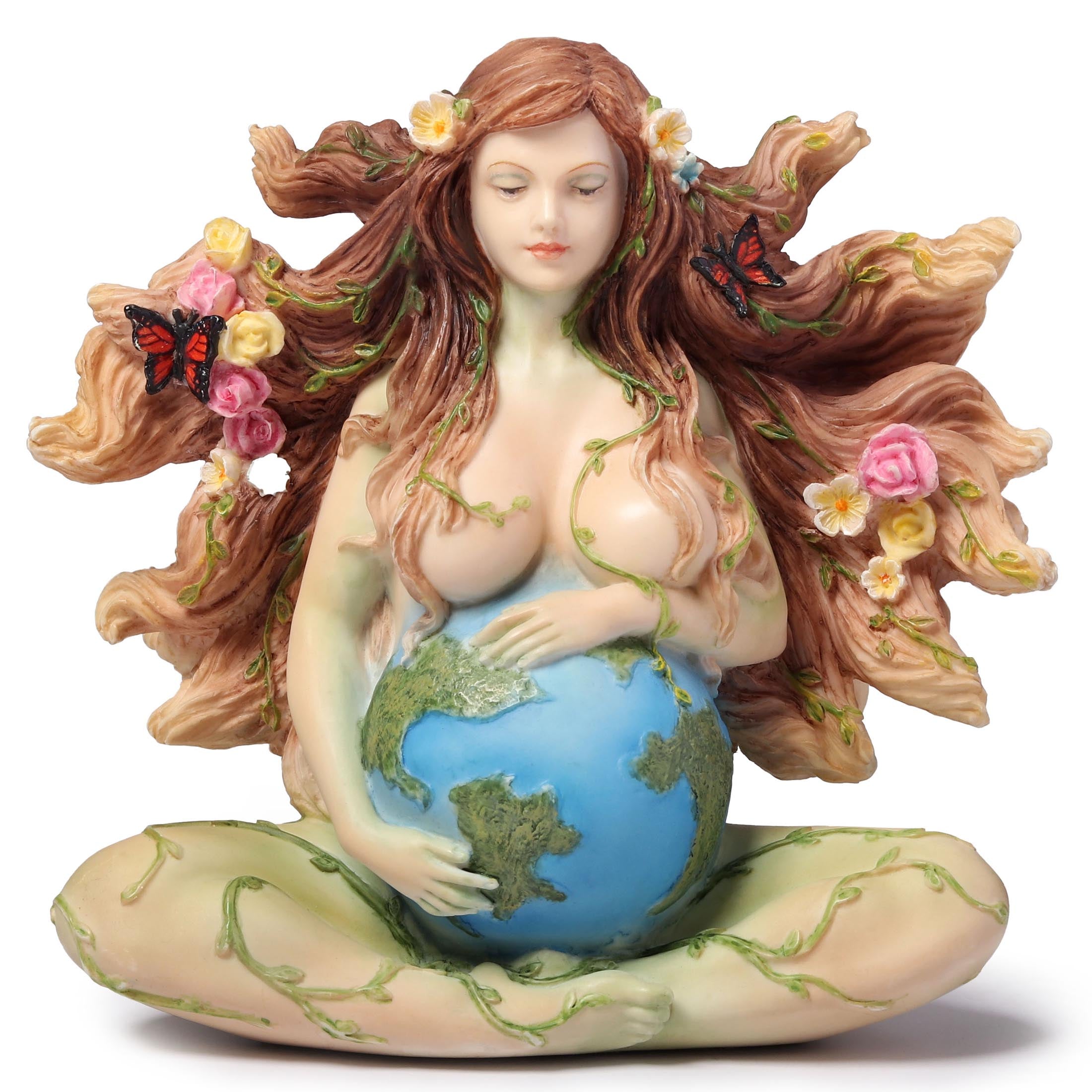 Sitting Pregnant Mother Gaia With Butterflies