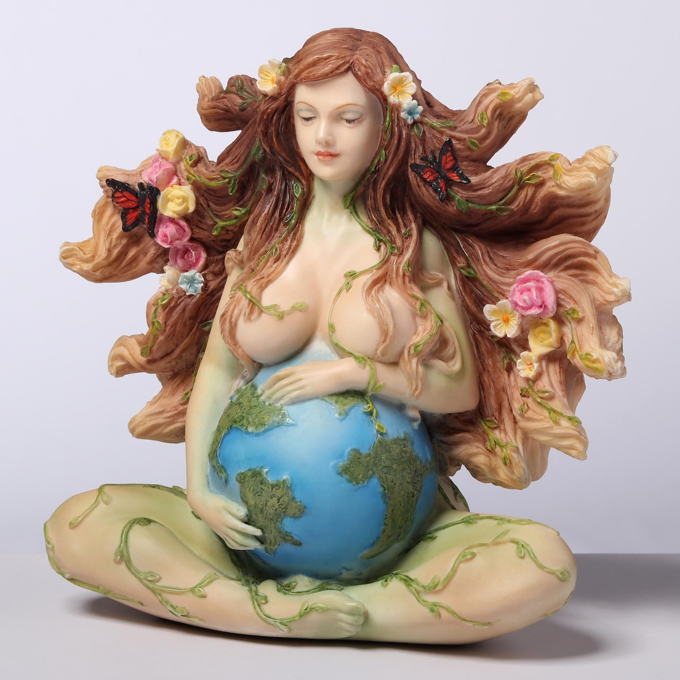 Sitting Pregnant Mother Gaia With Butterflies