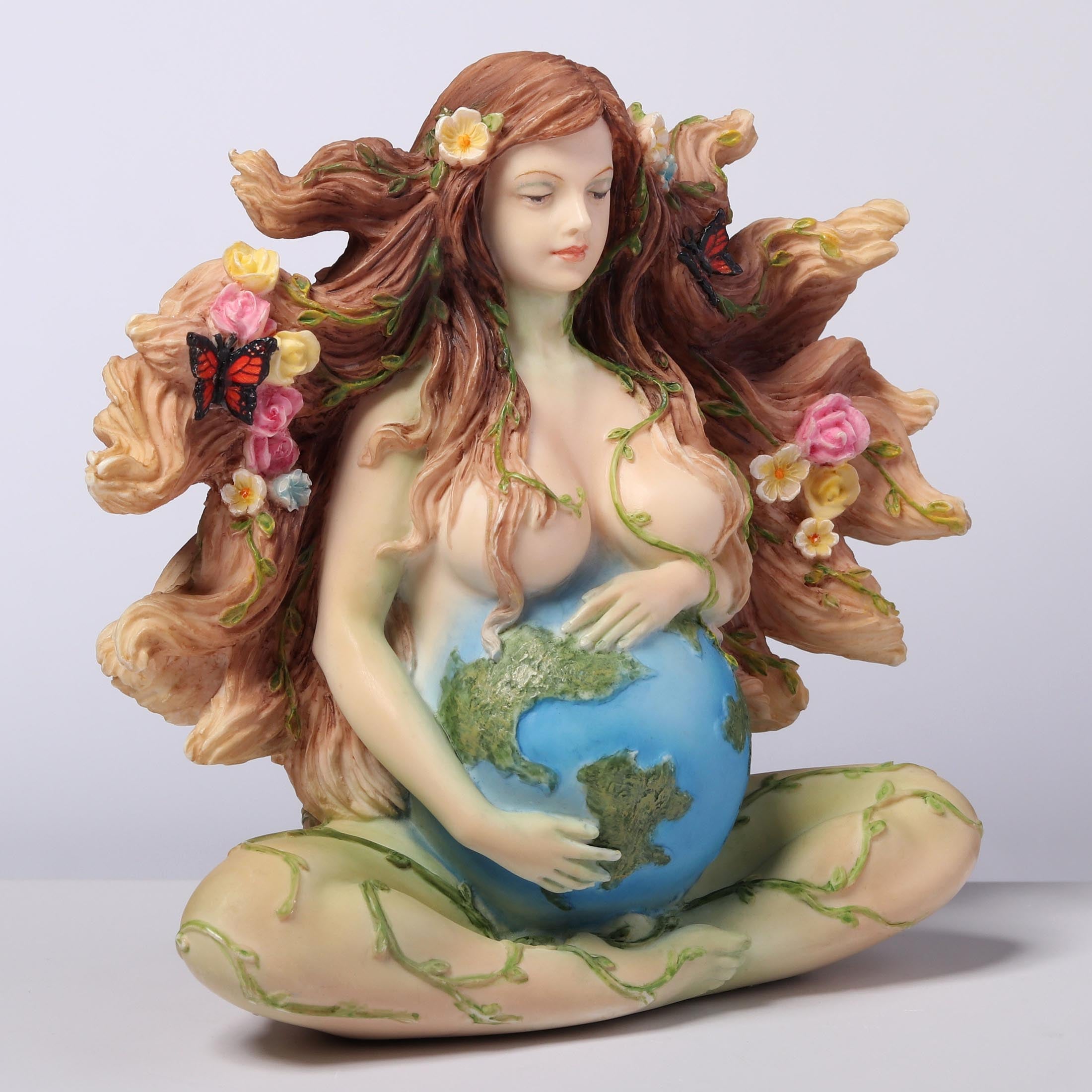Sitting Pregnant Mother Gaia With Butterflies