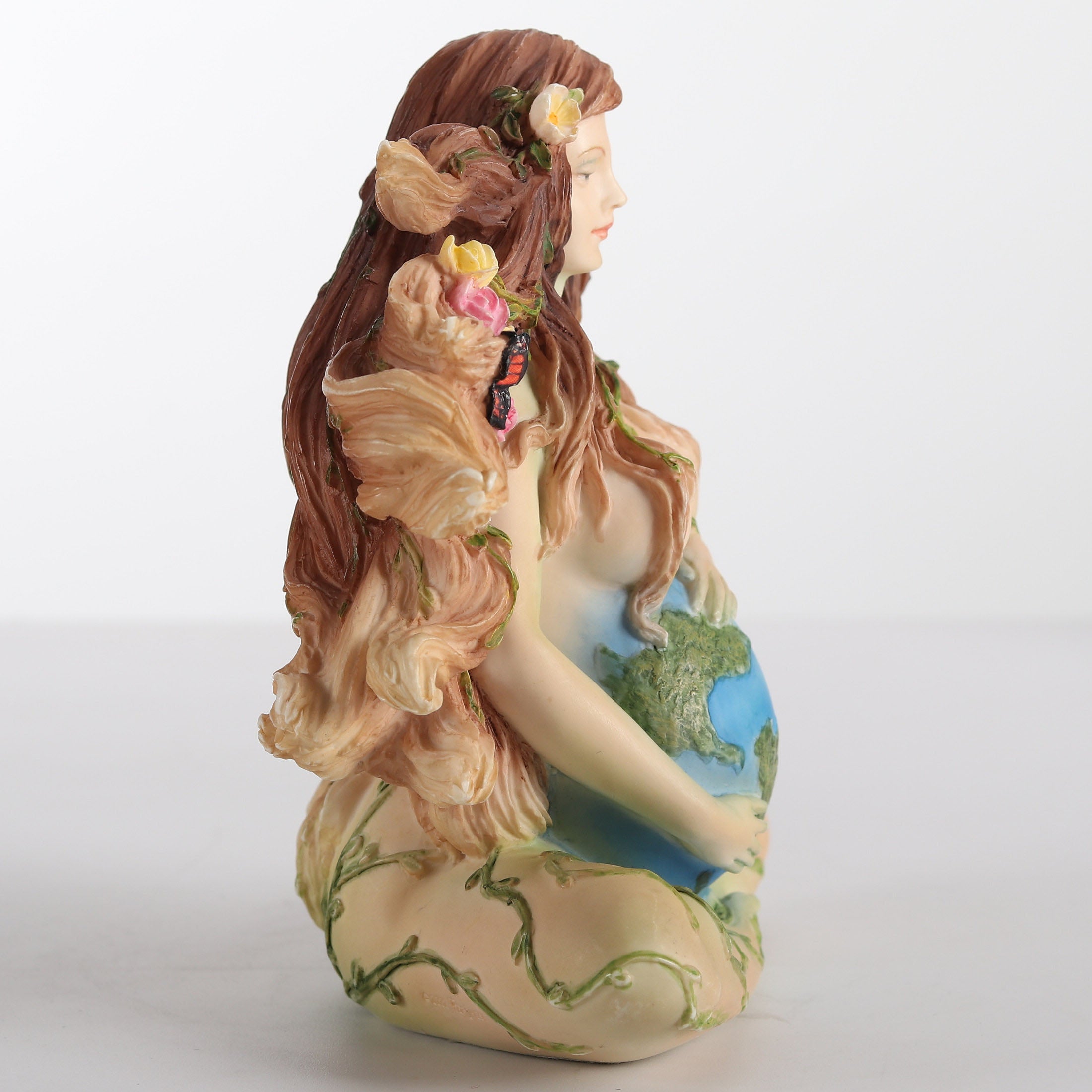 Sitting Pregnant Mother Gaia With Butterflies