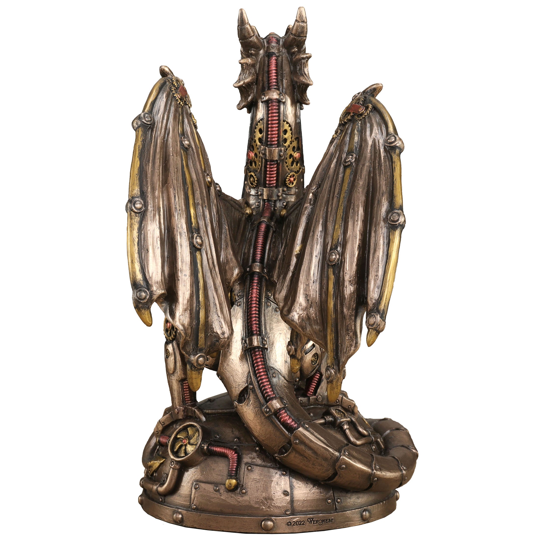 Steampunk Mechanical Gear Dragon Sitting On Platform