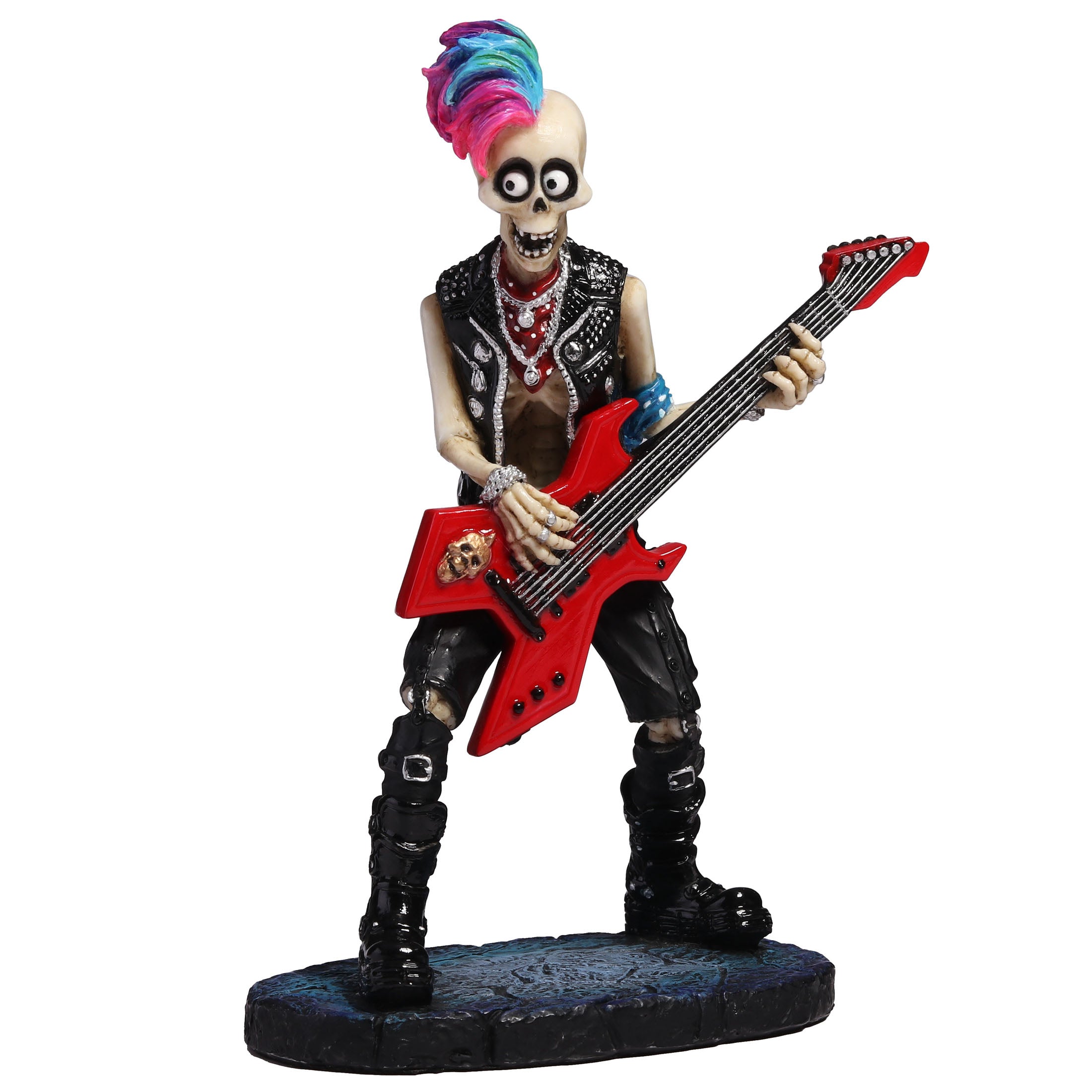 Skeleton Guitar Player Pink Pompadour Mohican
